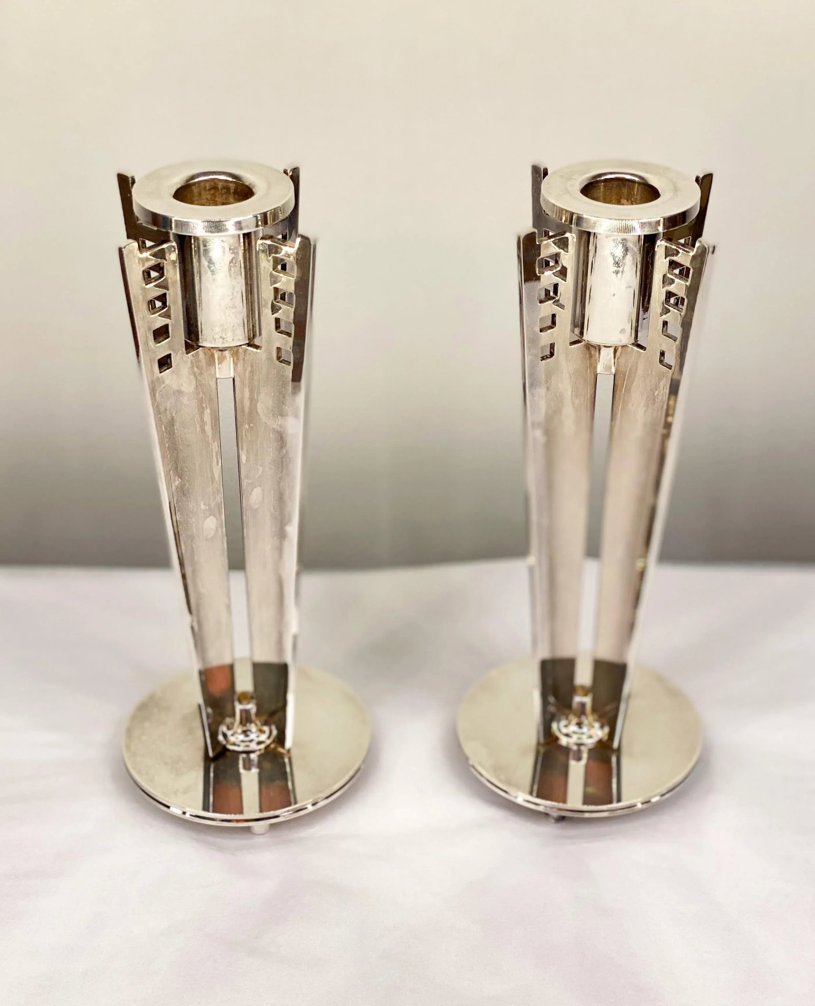 Mid-Century Maestri by Gorham Silverplate Candleholders- a Pair - 2