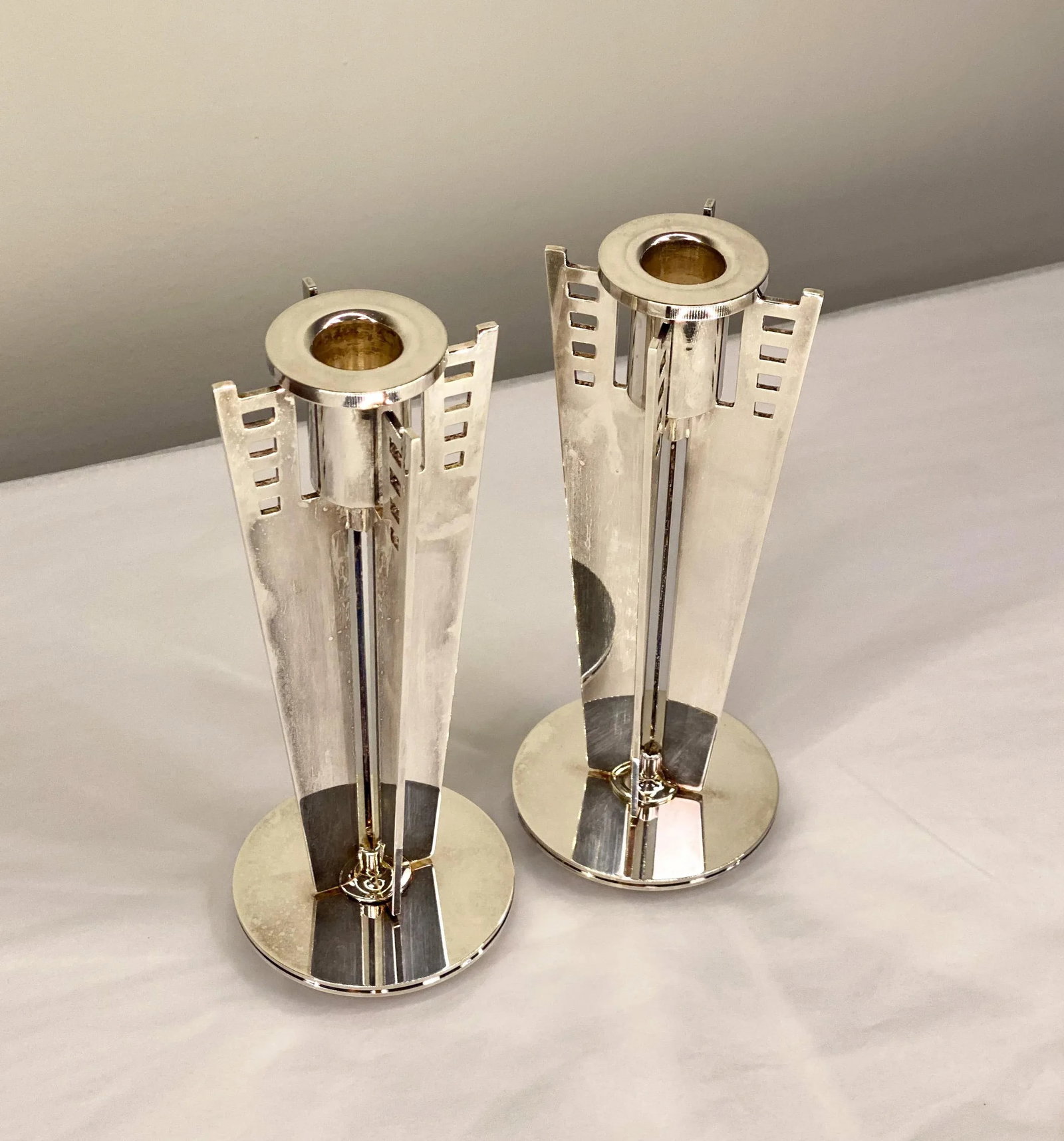 Mid-Century Maestri by Gorham Silverplate Candleholders- a Pair - 3