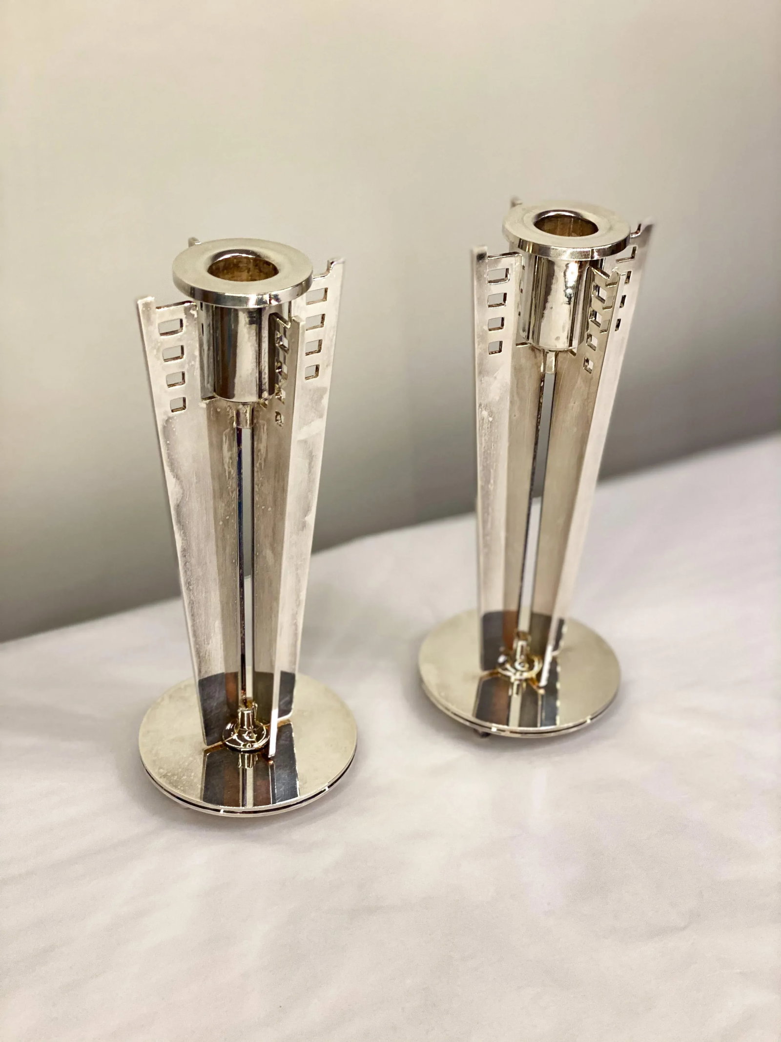 Mid-Century Maestri by Gorham Silverplate Candleholders- a Pair - 4