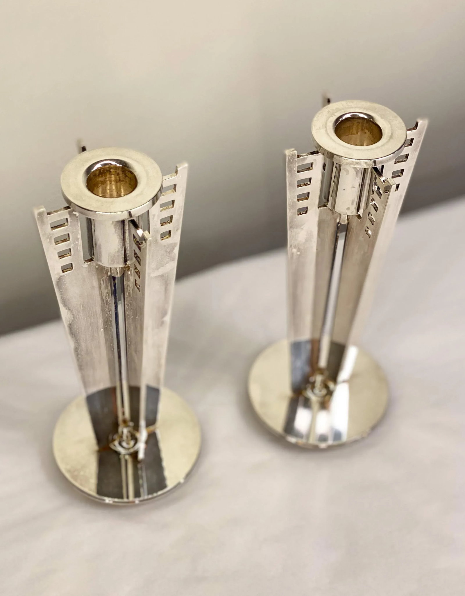 Mid-Century Maestri by Gorham Silverplate Candleholders- a Pair - 5