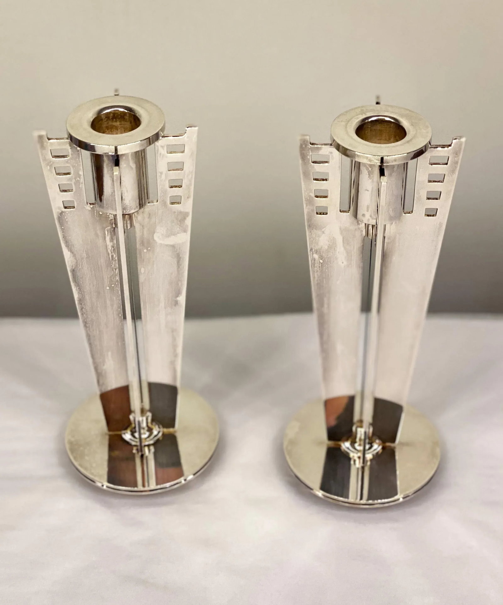Mid-Century Maestri by Gorham Silverplate Candleholders- a Pair - 6