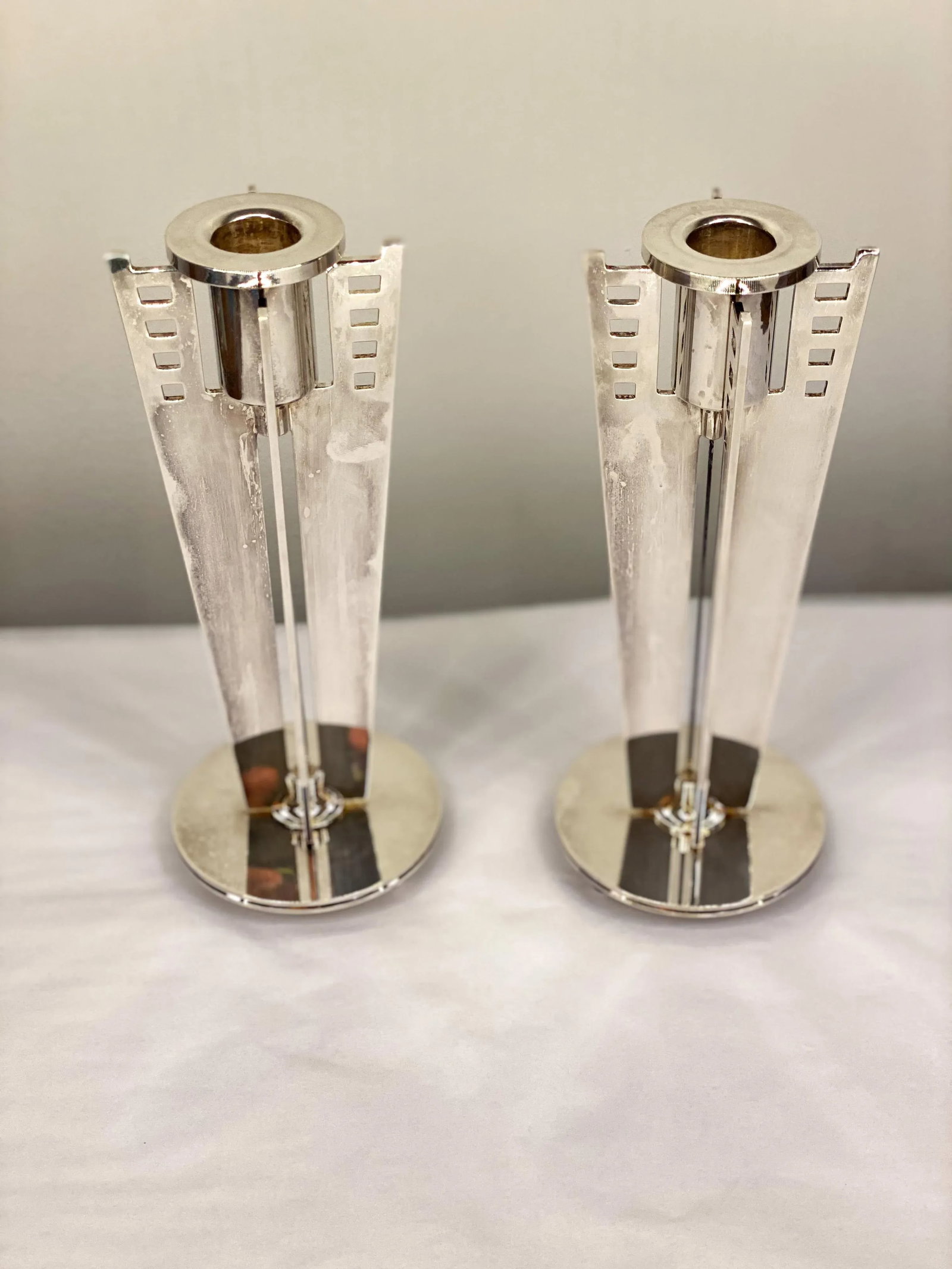 Mid-Century Maestri by Gorham Silverplate Candleholders- a Pair - 8