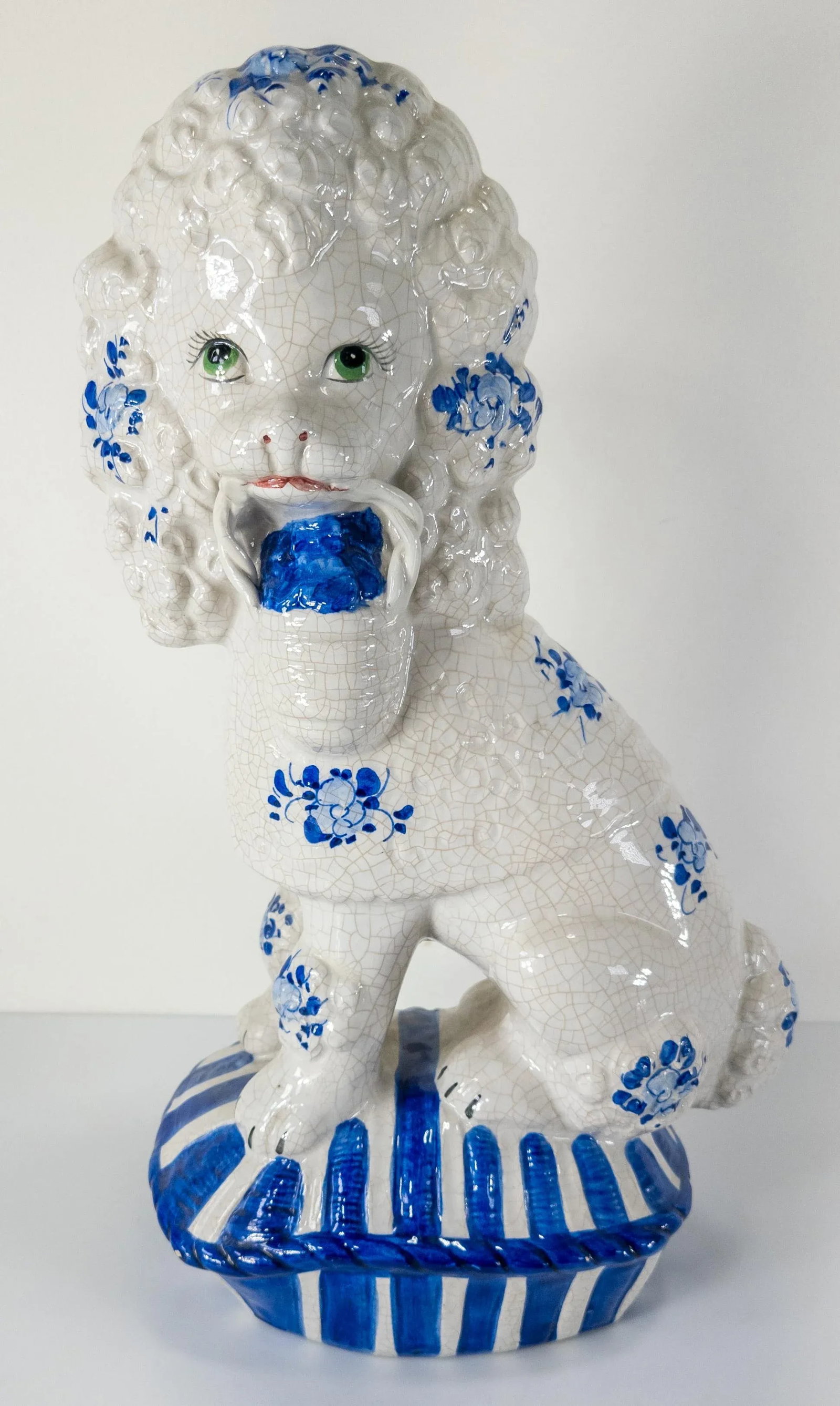 Italian Mid Century Blue and White Crackle Poodle Dog - 10