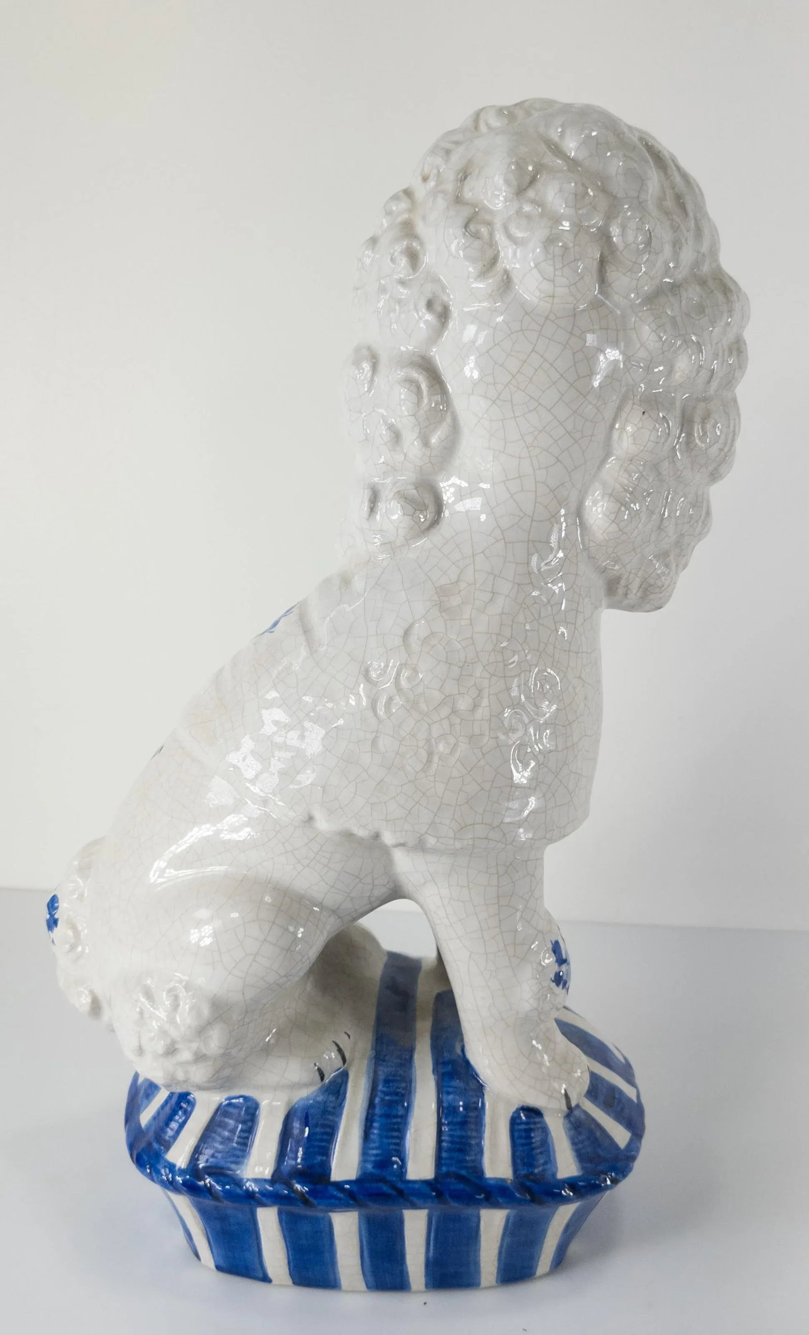 Italian Mid Century Blue and White Crackle Poodle Dog - 4