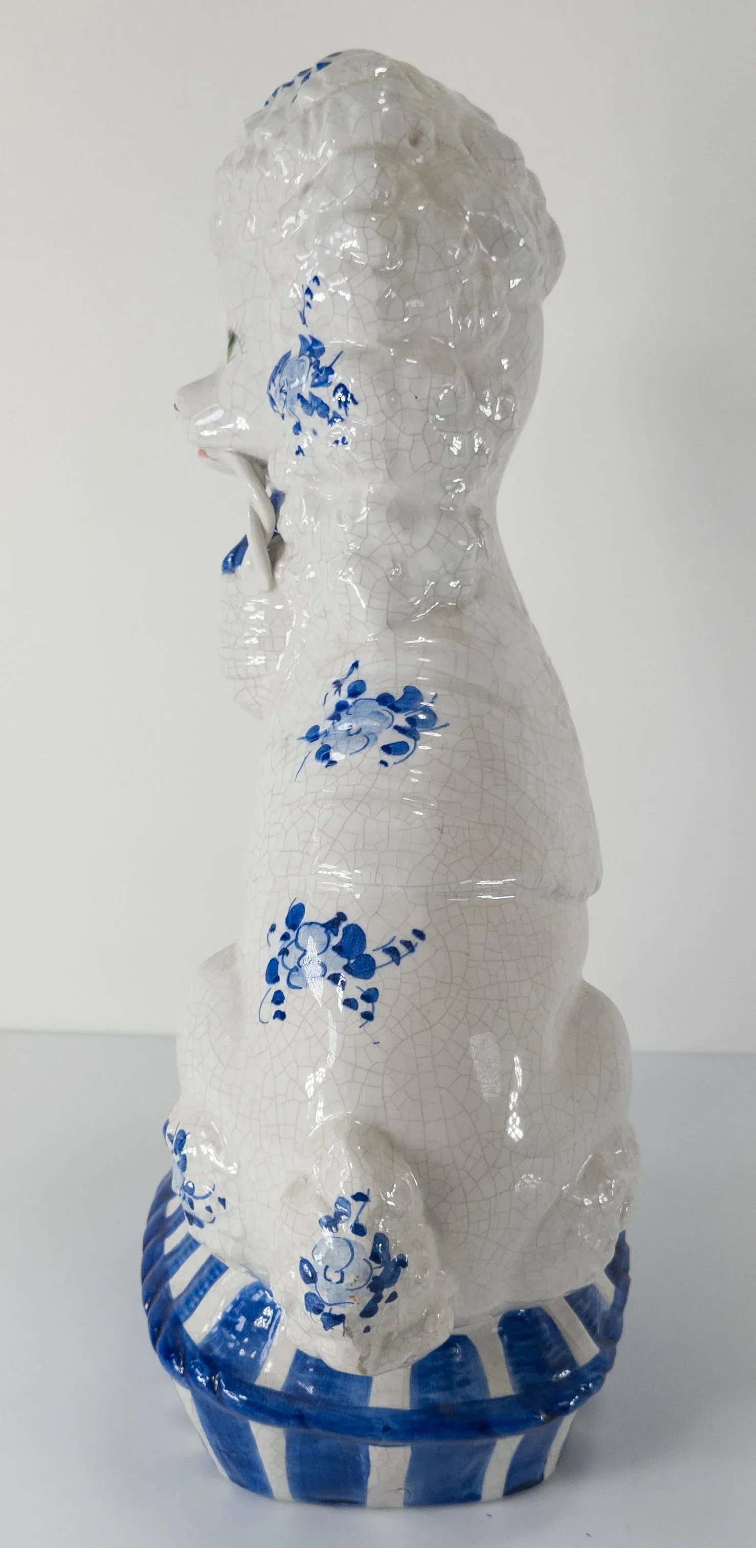 Italian Mid Century Blue and White Crackle Poodle Dog - 5