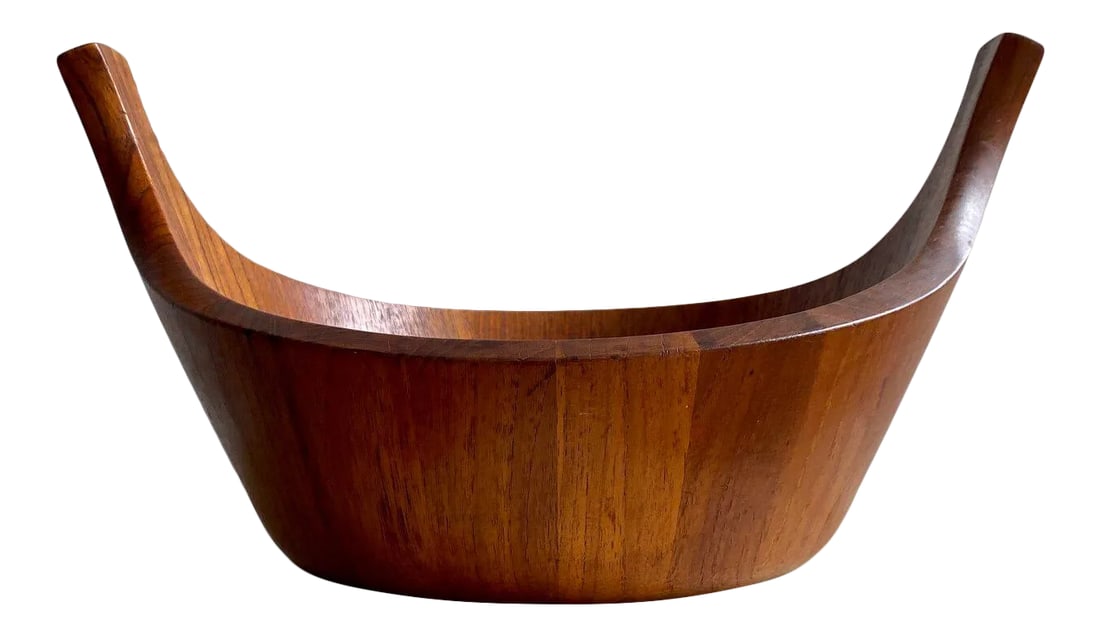 Circa 1950s Dansk Denmark Ihq Staved Teak Viking Serving Bowl by Jens Quistgaard (1 of 8)