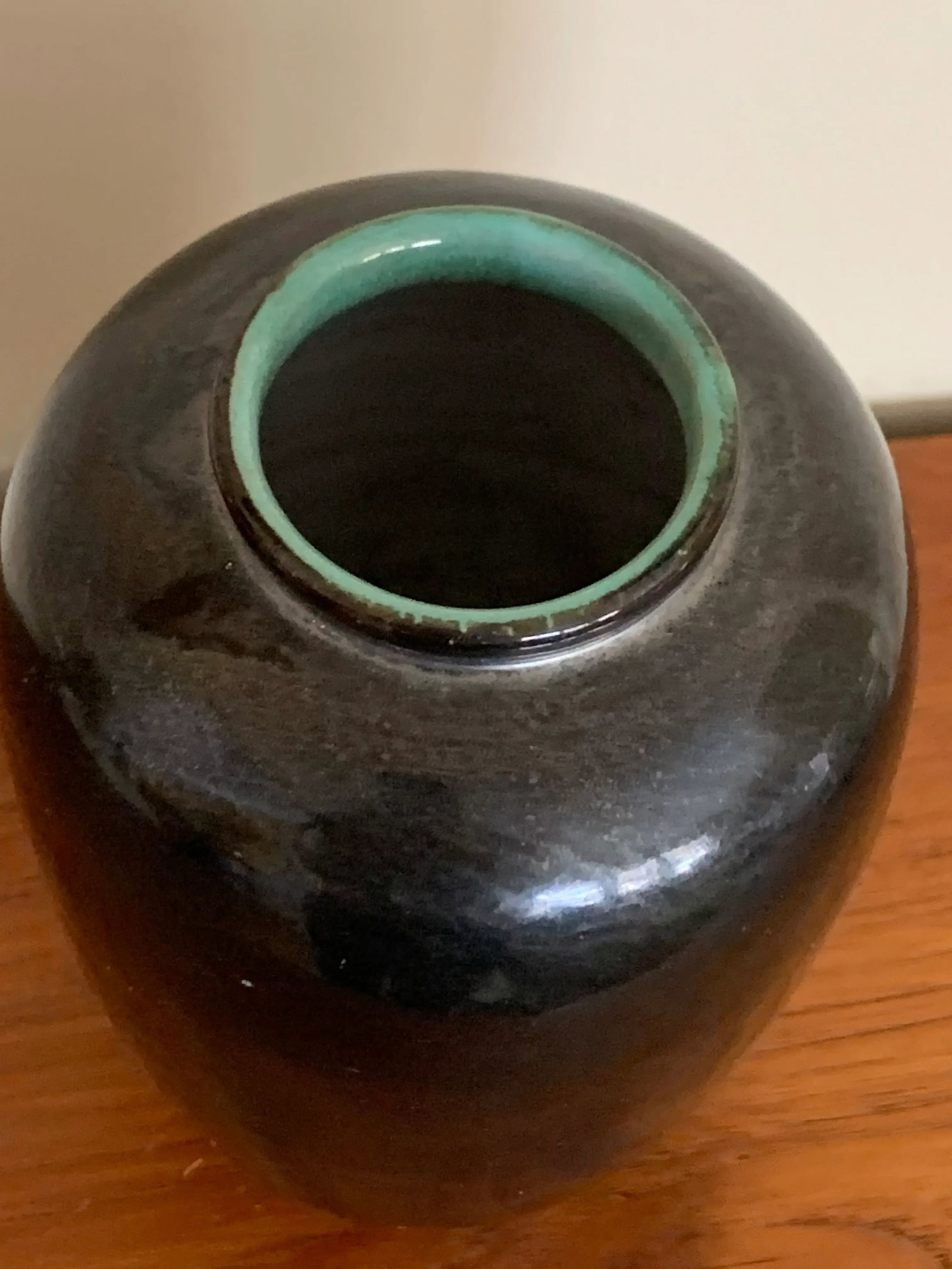 French Mid-Century Modern Black and Turquoise Vase - 6
