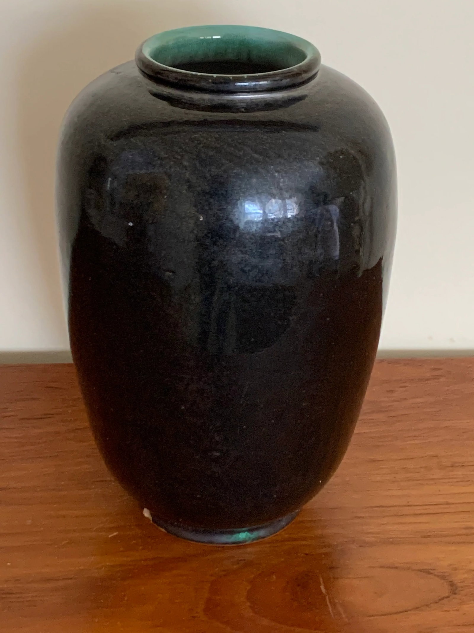 French Mid-Century Modern Black and Turquoise Vase - 7