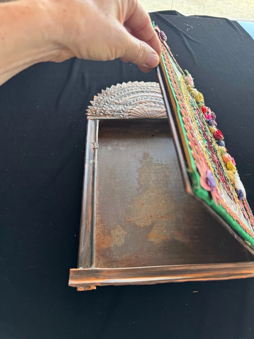 Large Mexican Devotional Nicho With Pressed Copper Frame - 3