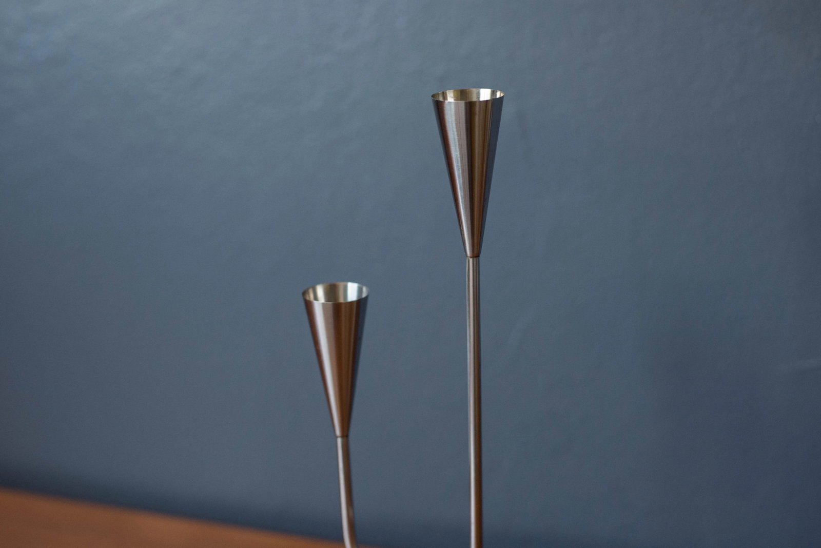Danish Modern Lundtofte Rosewood and Stainless Steel Candle Holder - 4