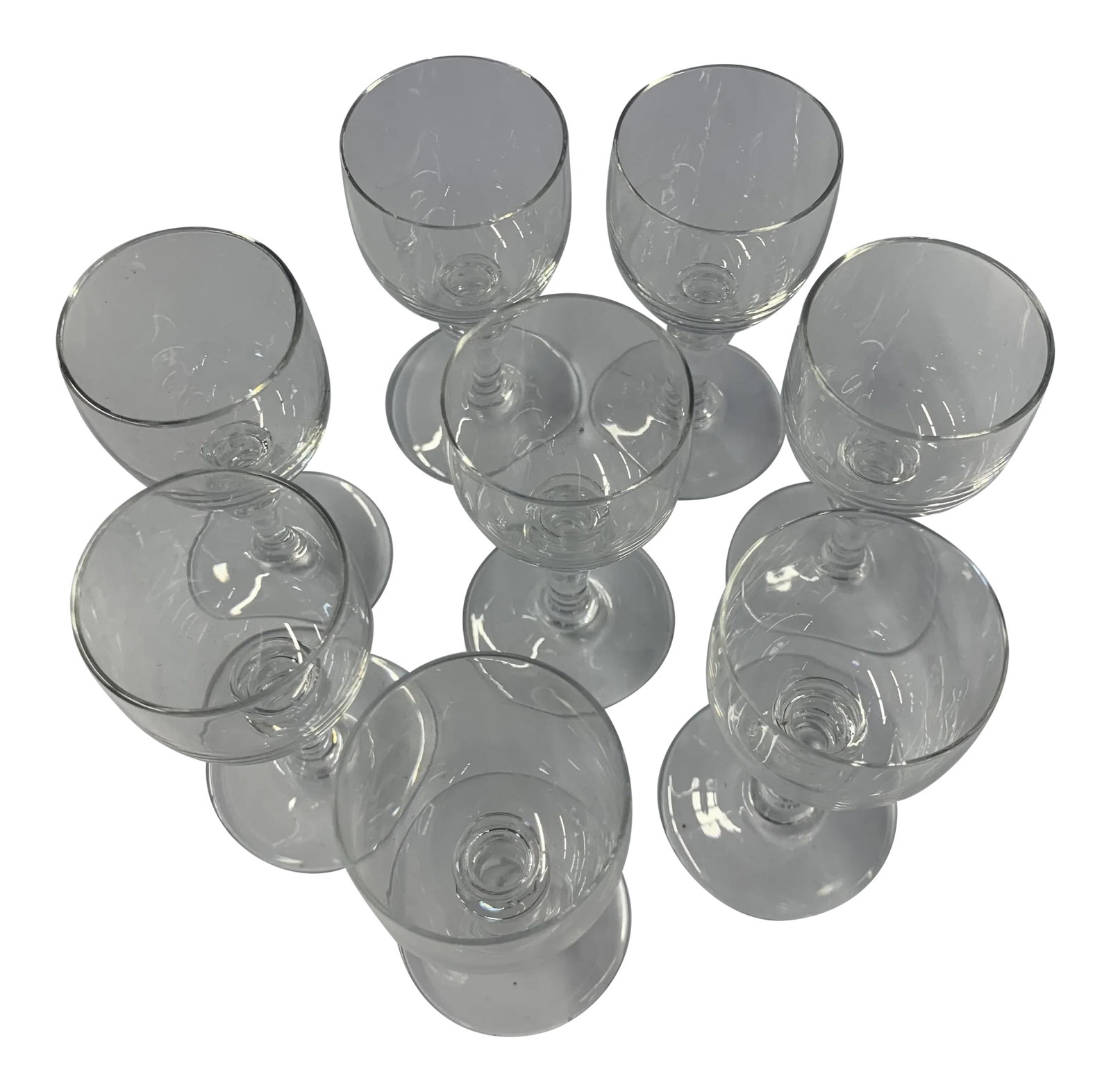 1960s Baccarat Cordial Liquor Shot Glasses - Set of 8: Perfect condition elegant set of eight Baccarat Crystal shot glasses Condition: Alterations: Original Condition Unaltered Imperfections: Some Imperfections Condition Notes: Simply elegant Origin: Fran