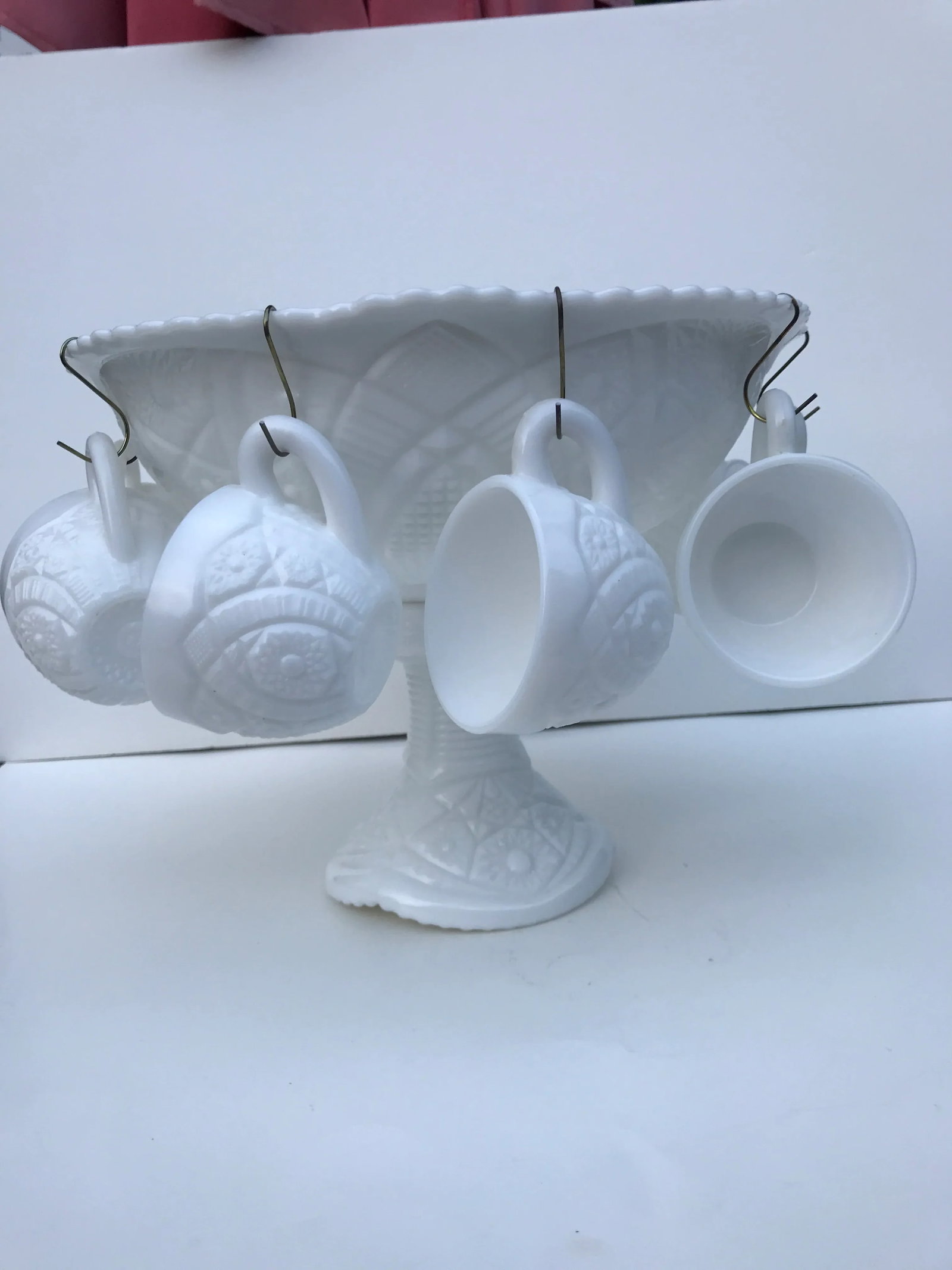 1930s Westmoreland McKee Milk Glass Punch Bowl Set- 25 Pieces - 2