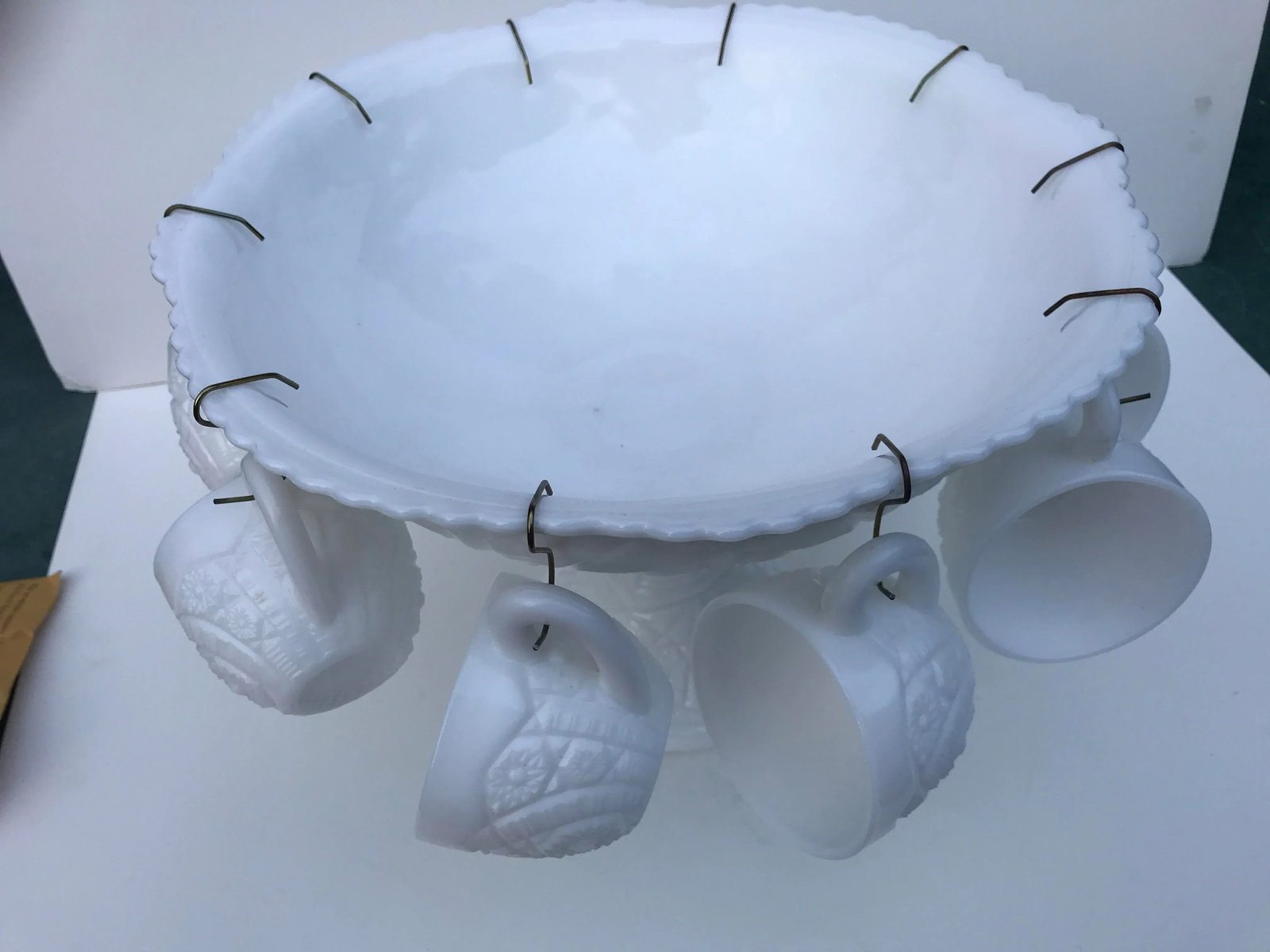 1930s Westmoreland McKee Milk Glass Punch Bowl Set- 25 Pieces - 3