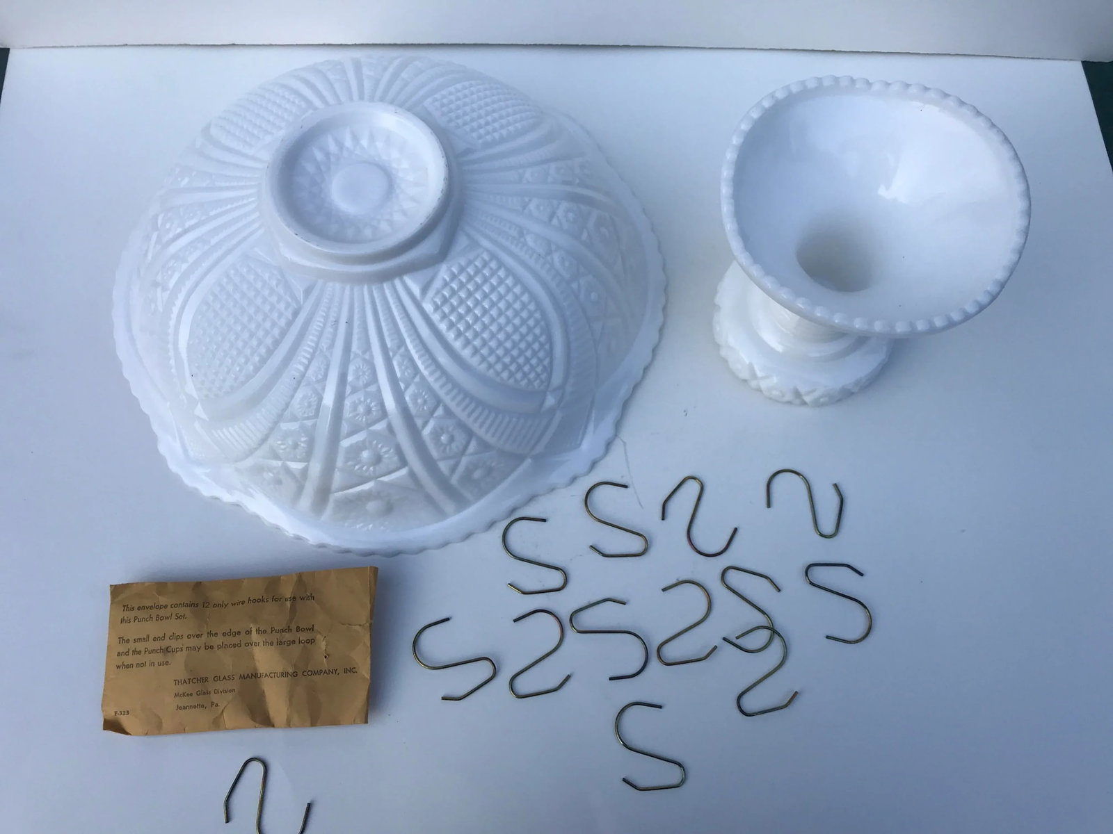 1930s Westmoreland McKee Milk Glass Punch Bowl Set- 25 Pieces - 4
