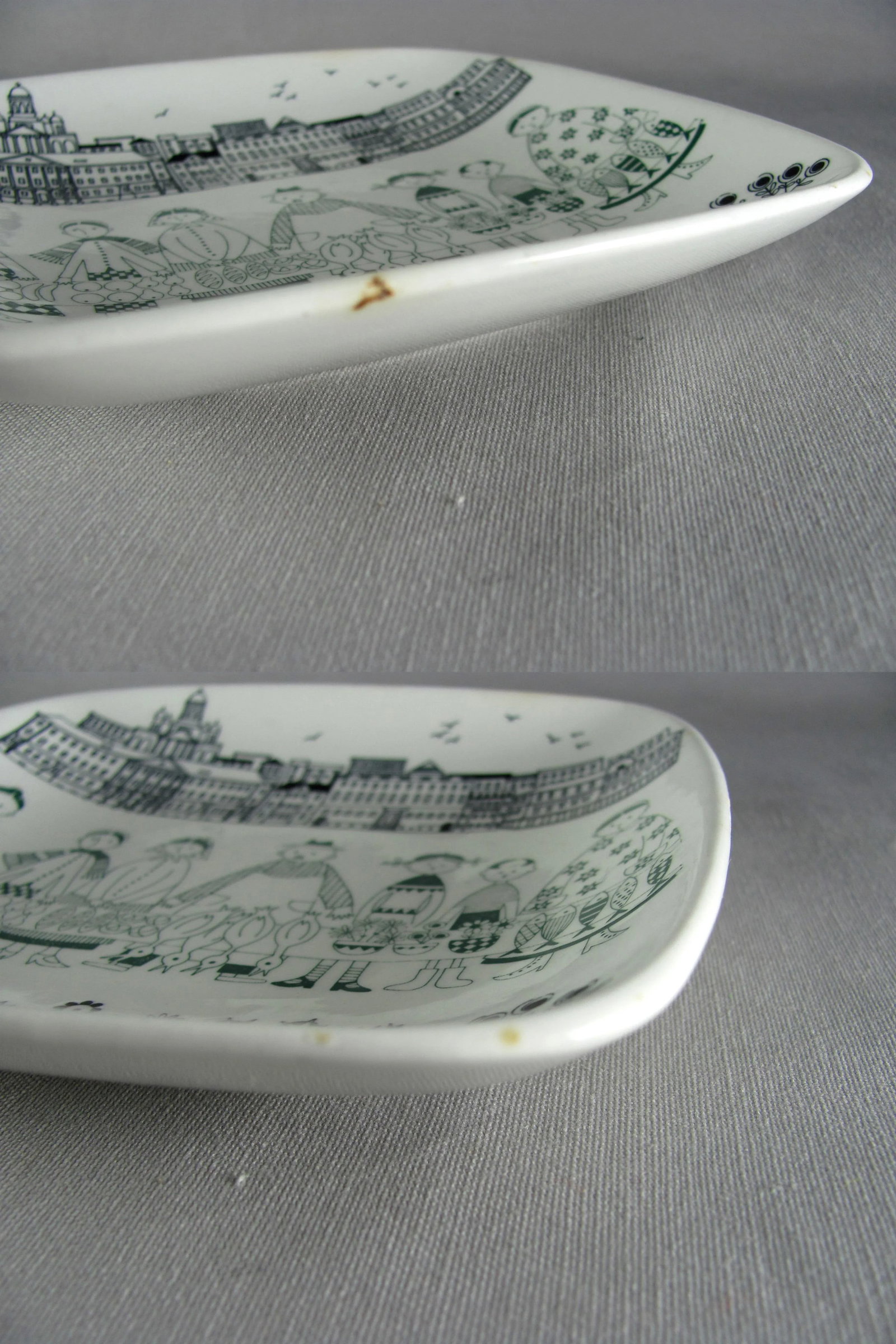 1960s Raija Uosikkinen for Arabia of Finland Kauppatori Appetizer Wall Plate Dish - Set of 4 - 12