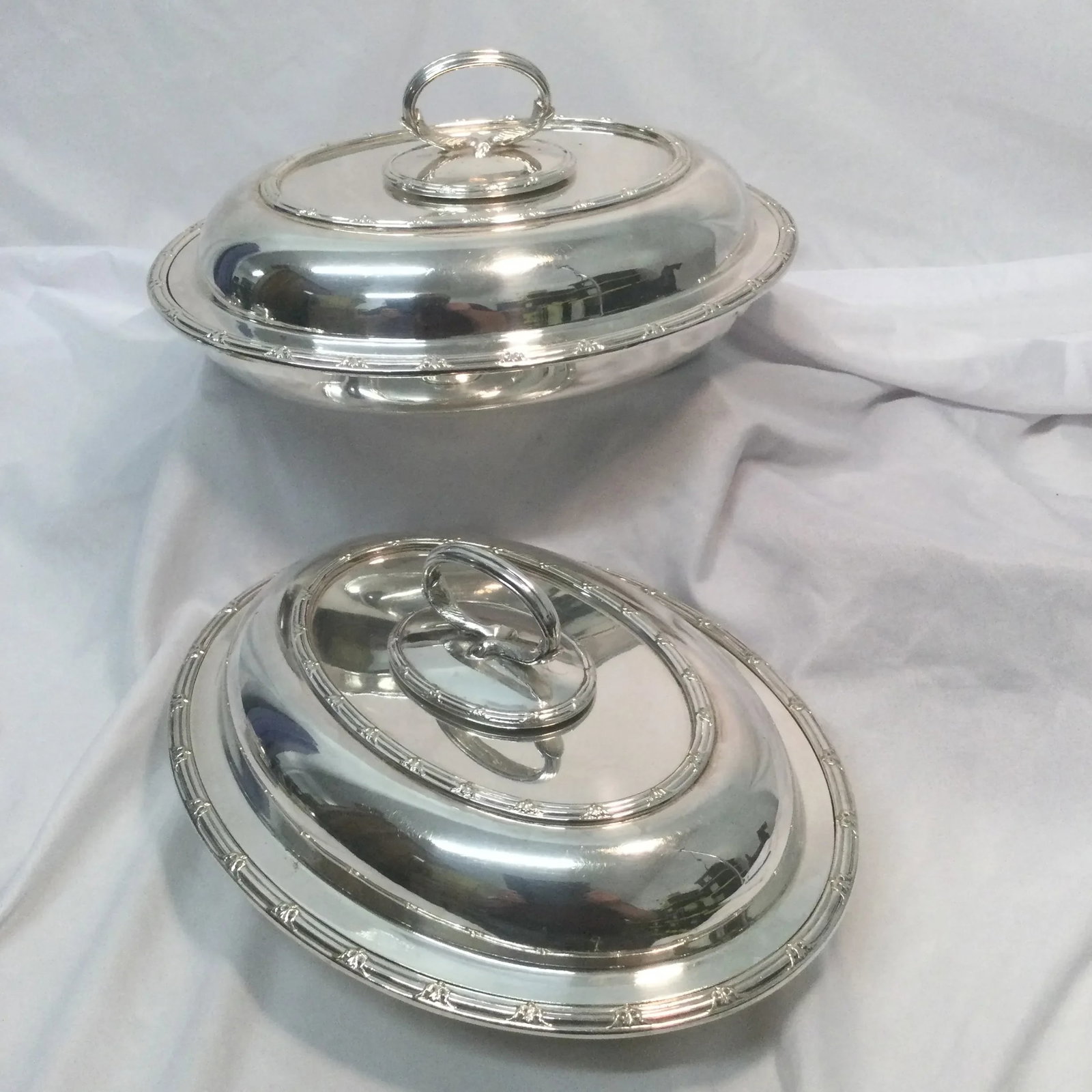 Antique Set of Mappin & Webb Oval Covered Vegetable Dishes Made in England - 2