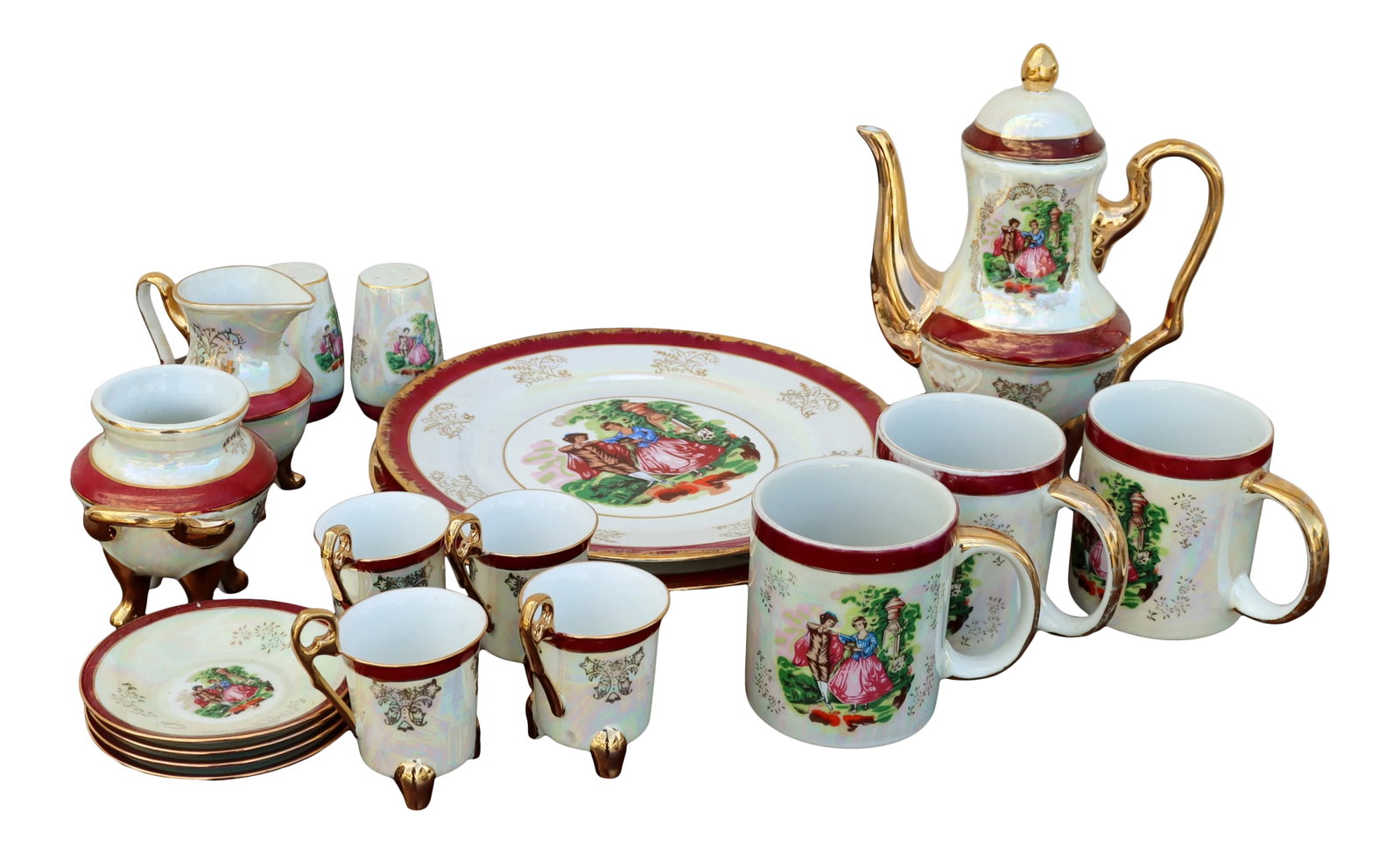1960s Imperial Chekoslavakia Demitasse Tea Set, 20 Pieces: WELCOME AND THANK YOU FOR TAKING THE TIME TO LOOK!!!! Absolutely gorgeous, Stunning 20 piece of imperial Chekoslovakian tea set in good used condition with normal ware. No chips noticed. MEASUREMENTS