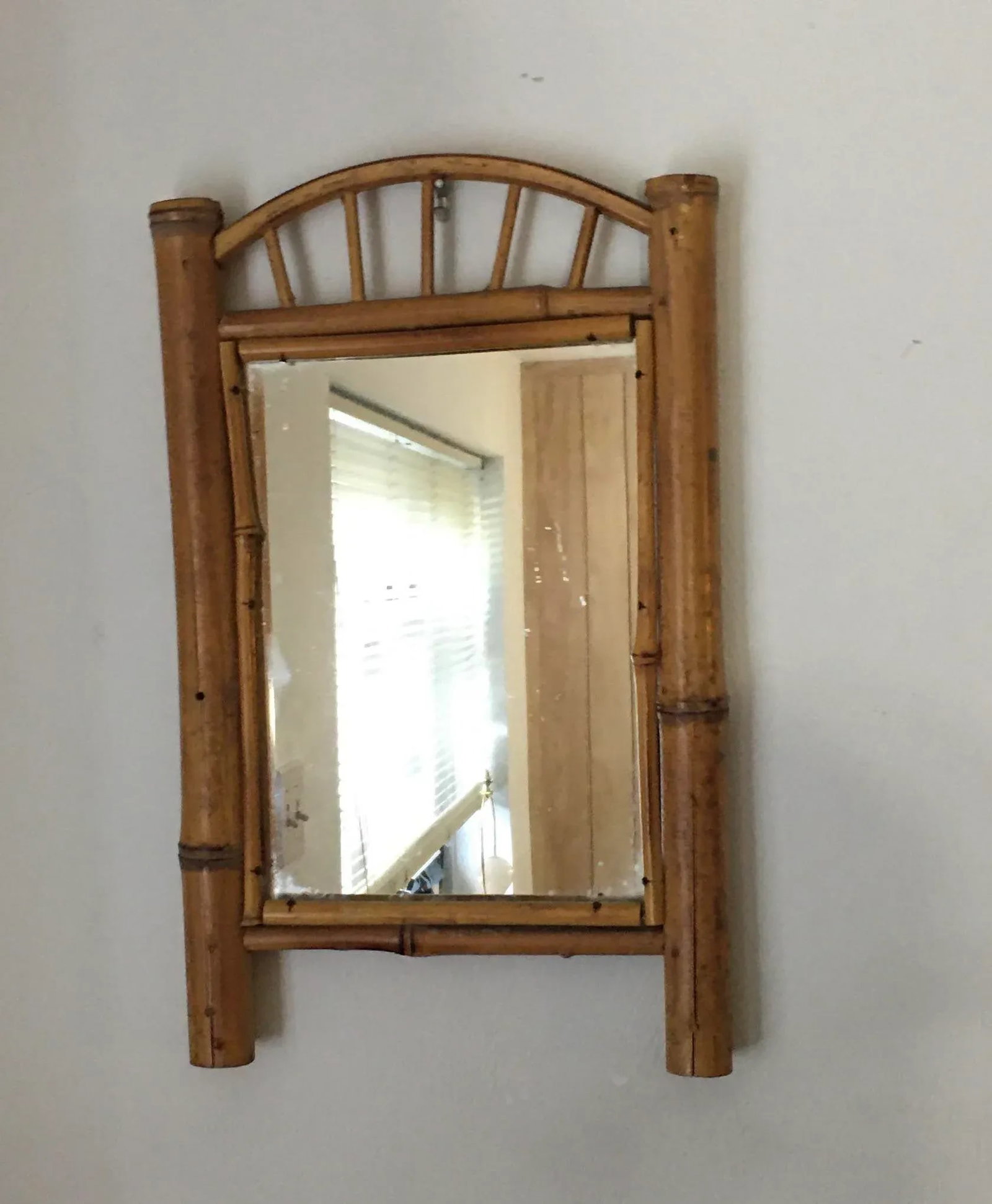 Vintage 1970's Bamboo Wall Mirror - 2