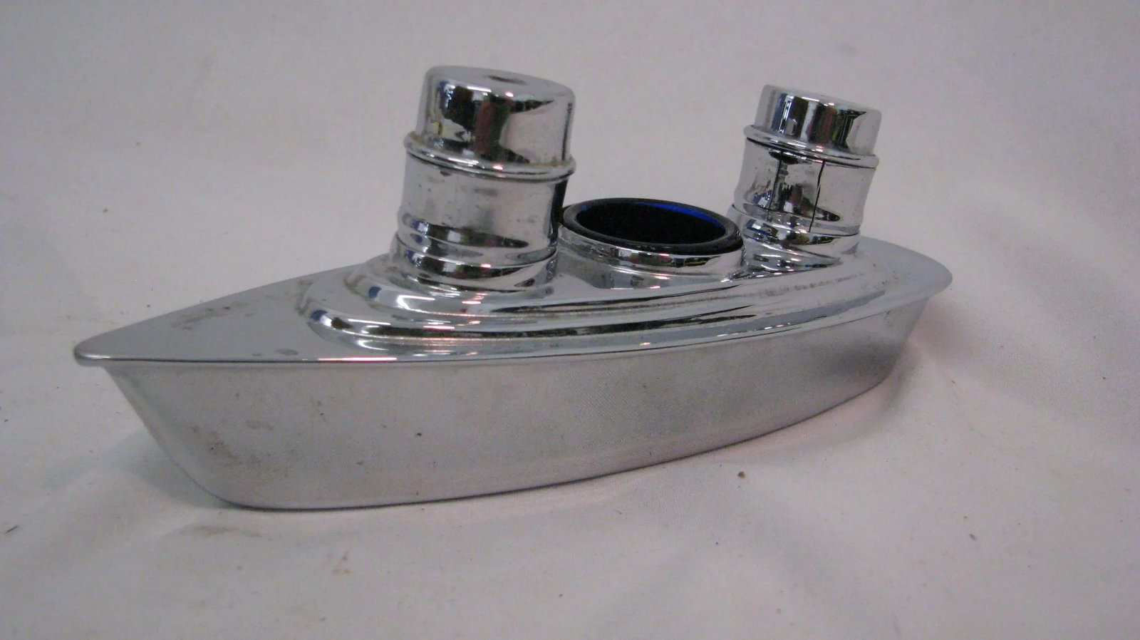 Vintage Mid Century Modern Silver Plate Ship Salt and Pepper Shakers - 5