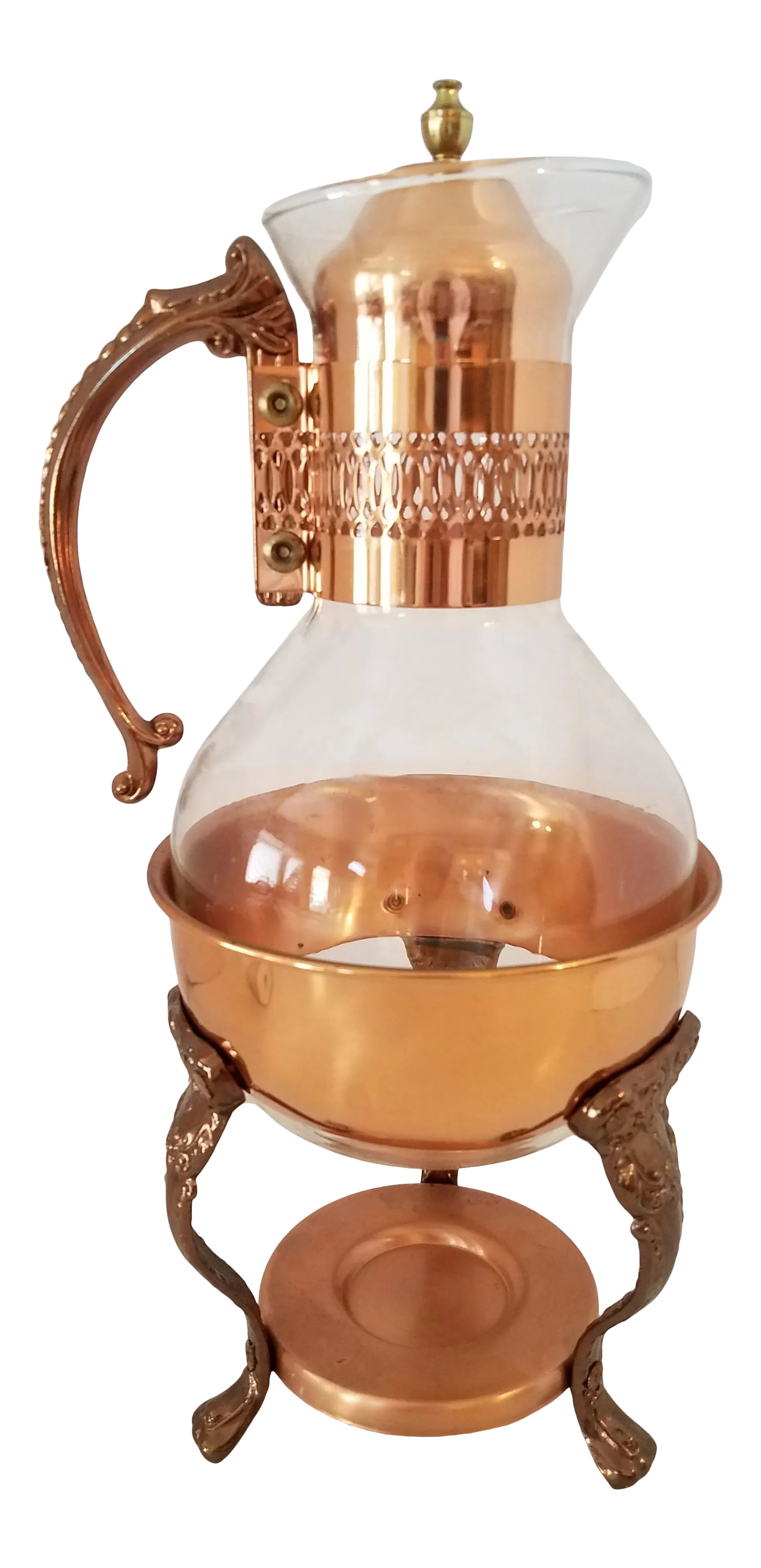 1970s Copper Coffee Schafer - 3 Pieces: Vintage copper coffee Schafer. This is beautiful! You won't be disappointed. Unique and decorative, this coffee schafer will dress up your table. Condition: Alterations: Original Condition Unaltered I