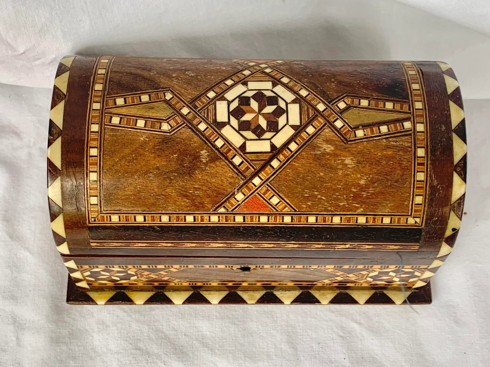 Vintage Inlaid Mother of Pearl and Wooden Trunk - 2