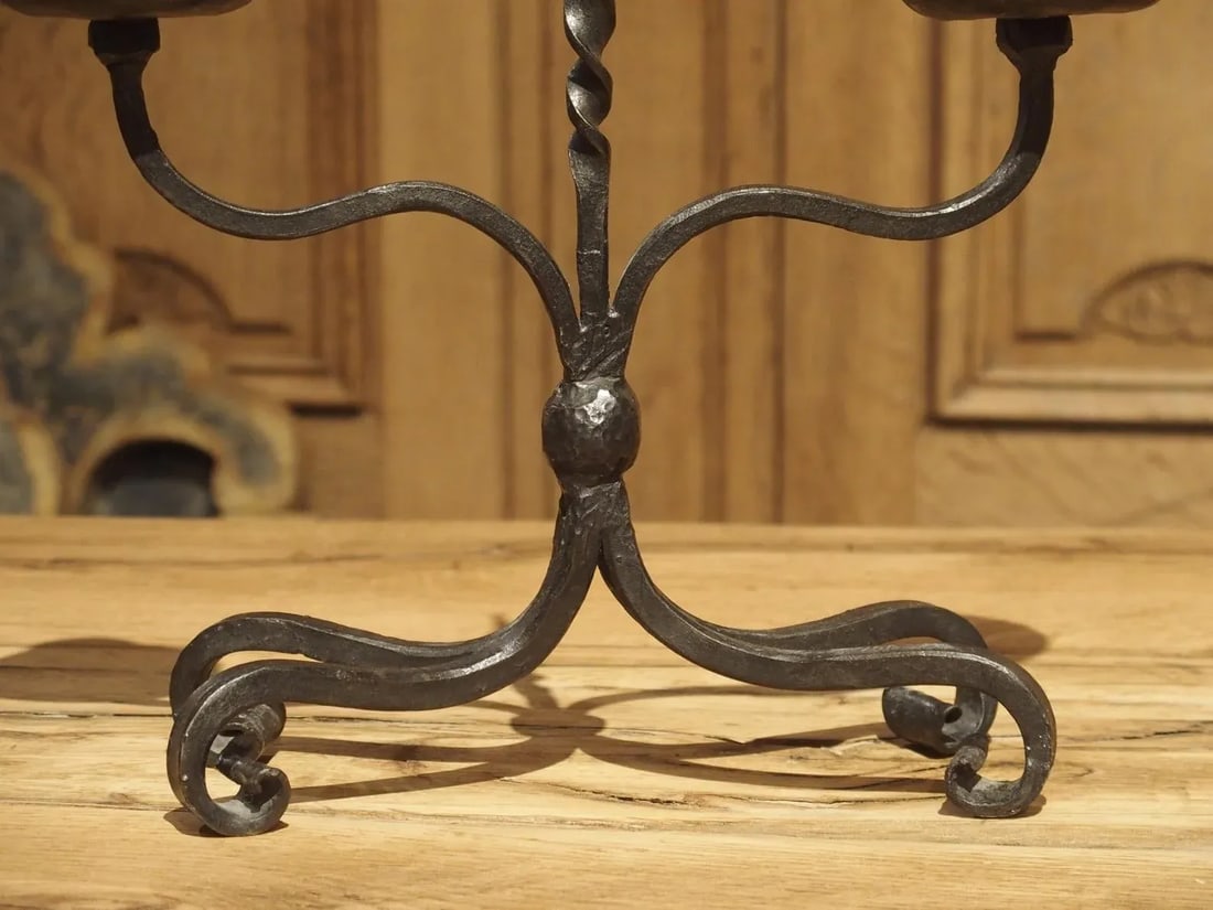 Pair of Early 1900s Forged Iron Candleholders From France - 4
