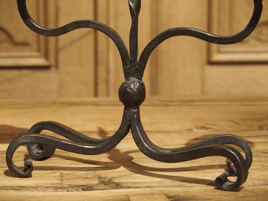 Pair of Early 1900s Forged Iron Candleholders From France - 6