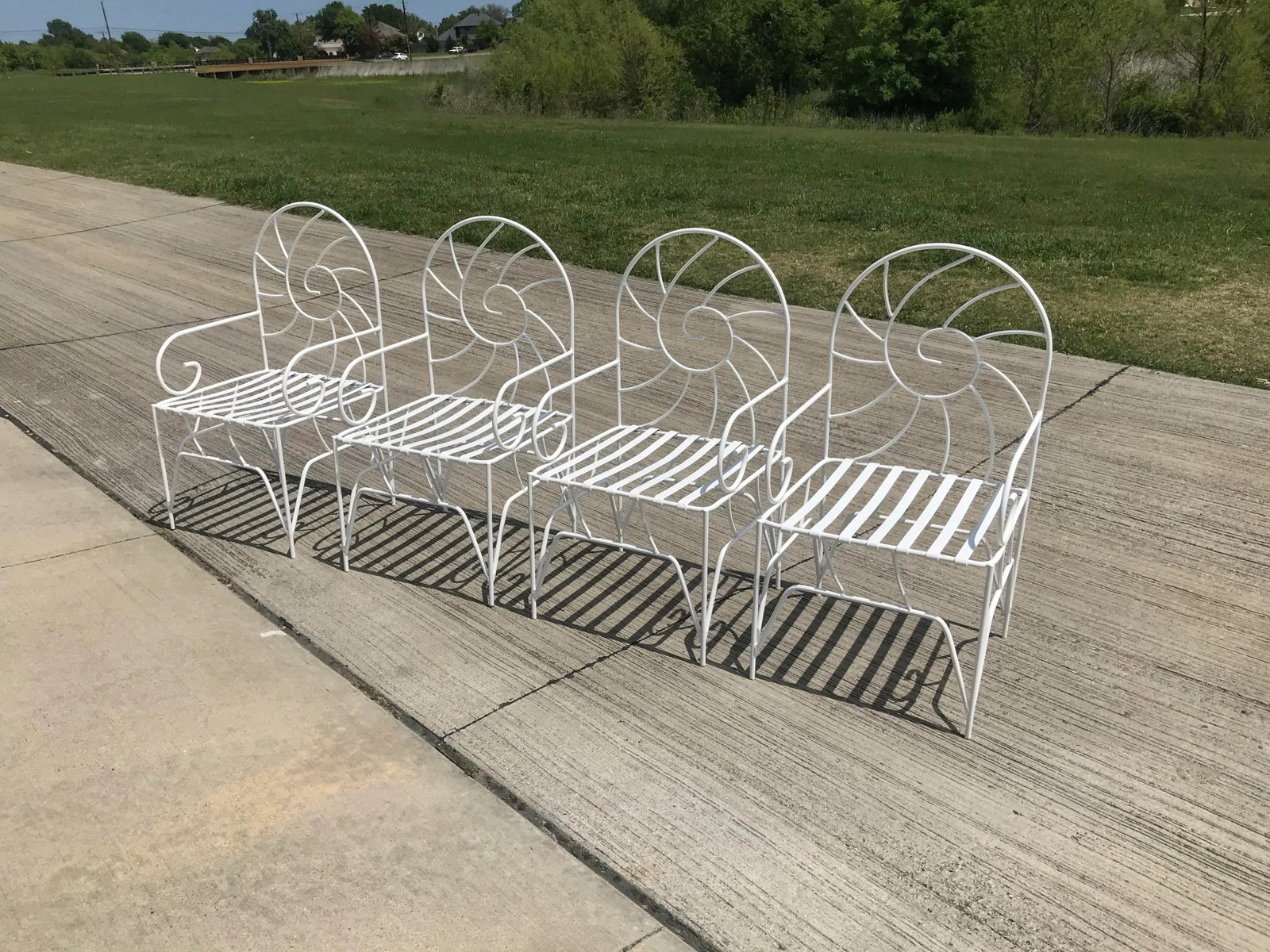 Art Nouveau Nautilus Shell Back Wrought Iron Arm Chairs - 3