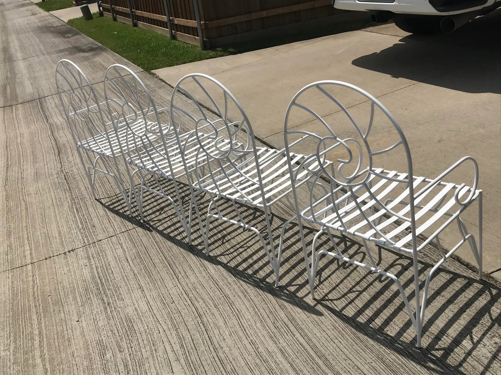 Art Nouveau Nautilus Shell Back Wrought Iron Arm Chairs - 4