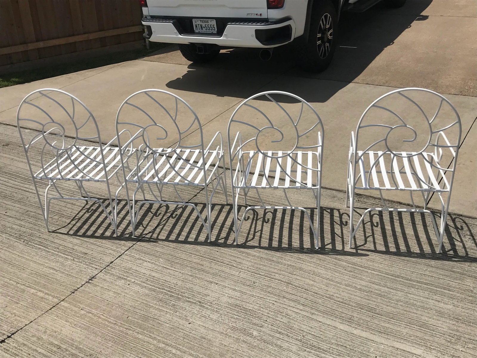 Art Nouveau Nautilus Shell Back Wrought Iron Arm Chairs - 5