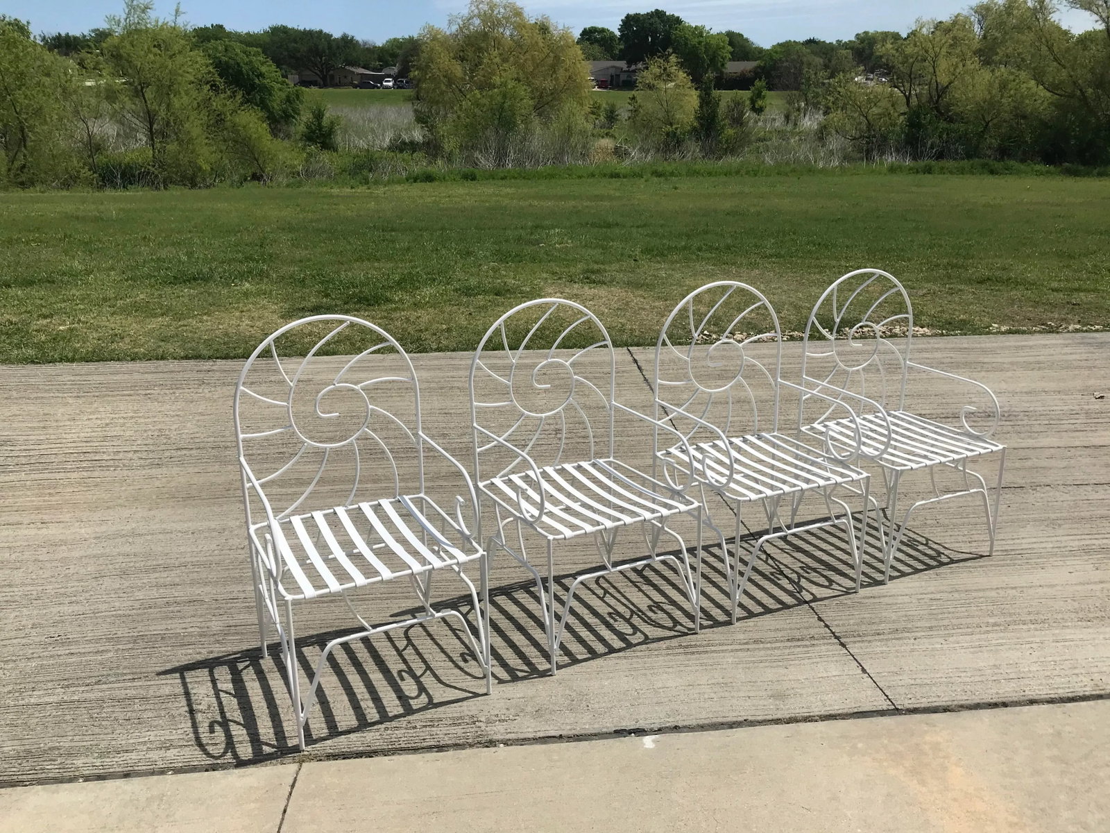 Art Nouveau Nautilus Shell Back Wrought Iron Arm Chairs - 6