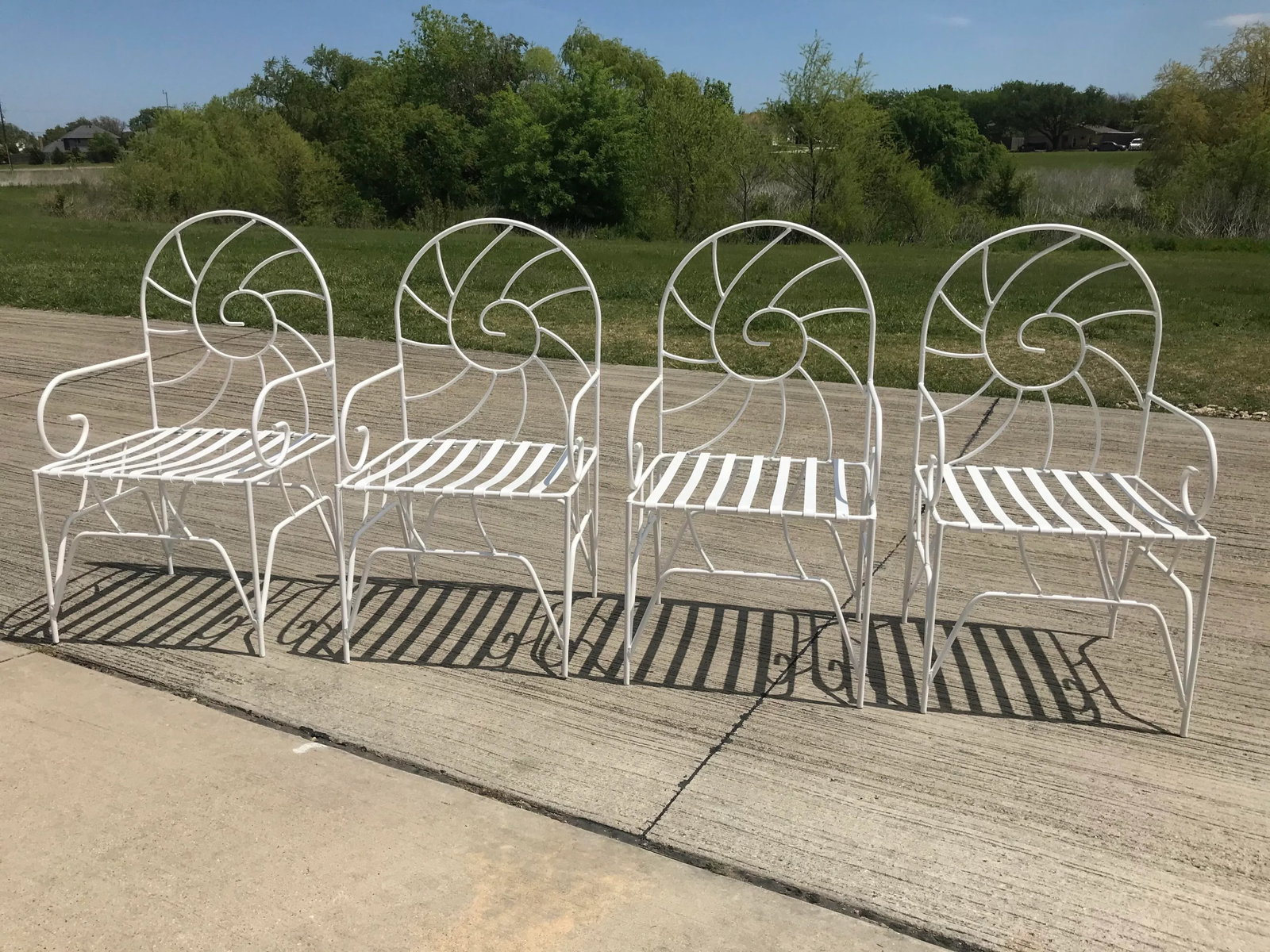 Art Nouveau Nautilus Shell Back Wrought Iron Arm Chairs - 8