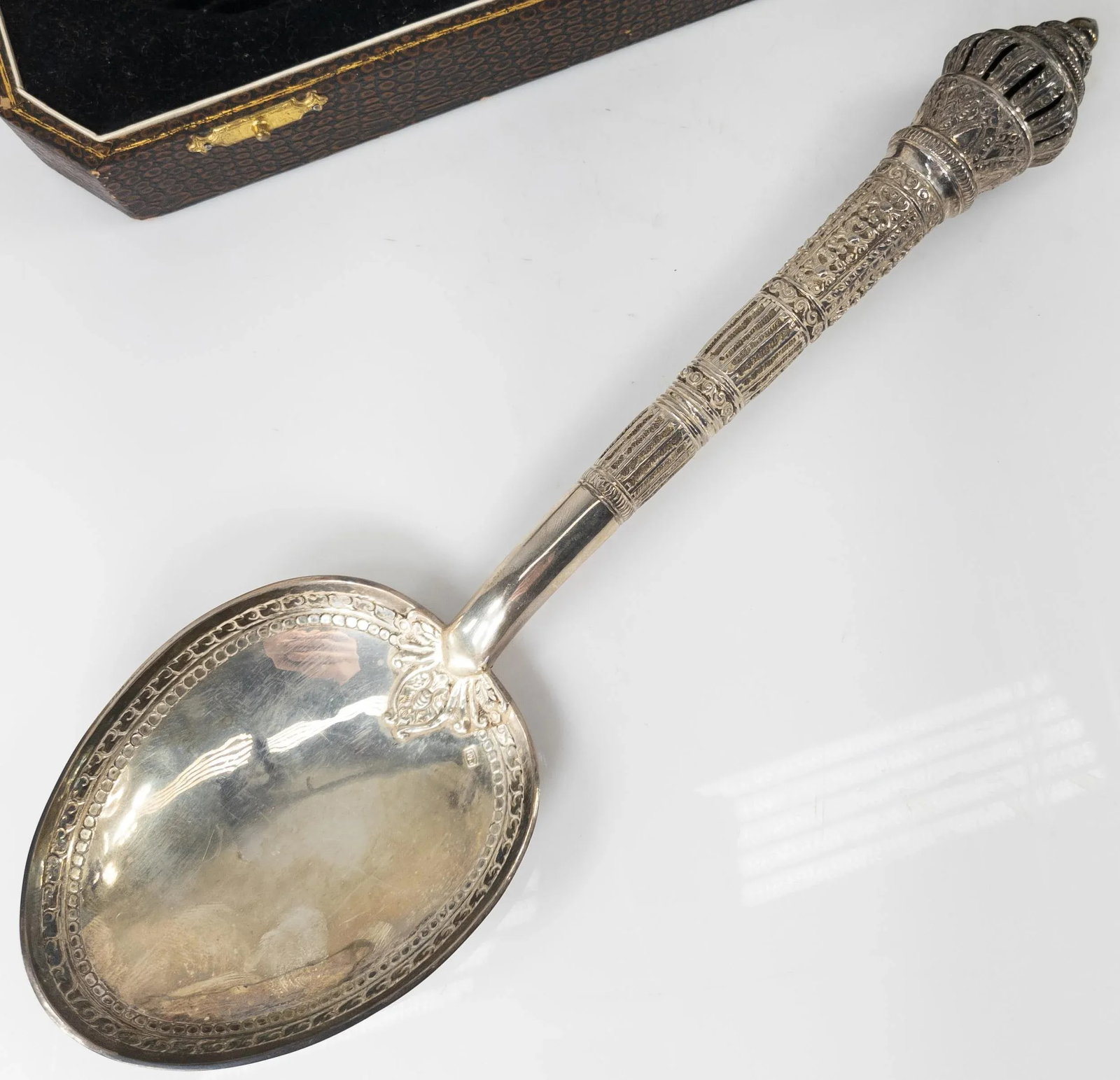 Early 20th Century Anglo Indian Style Boxed Sterling Silver Serving Set - 5 Pieces - 5