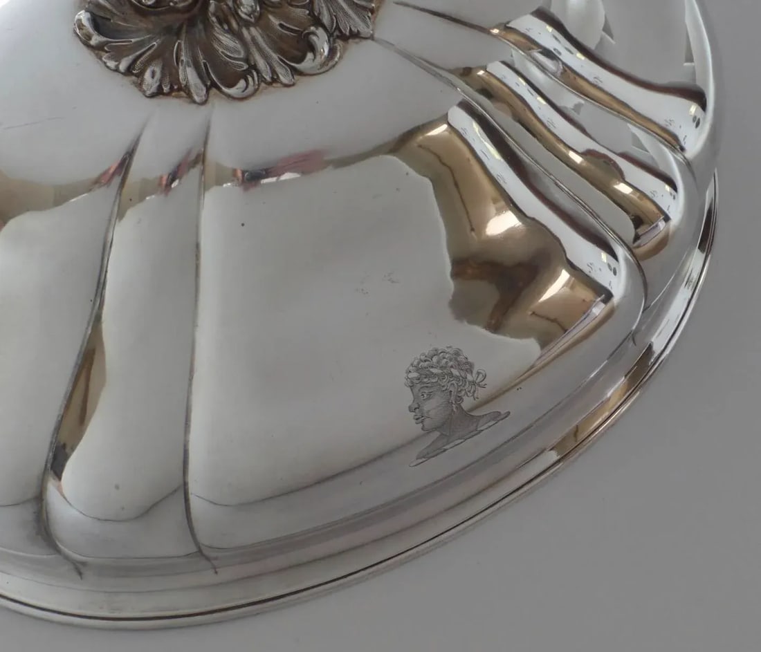 1830 English Sheffield Silver Meat Game Dome Armorial "Andros" - 5