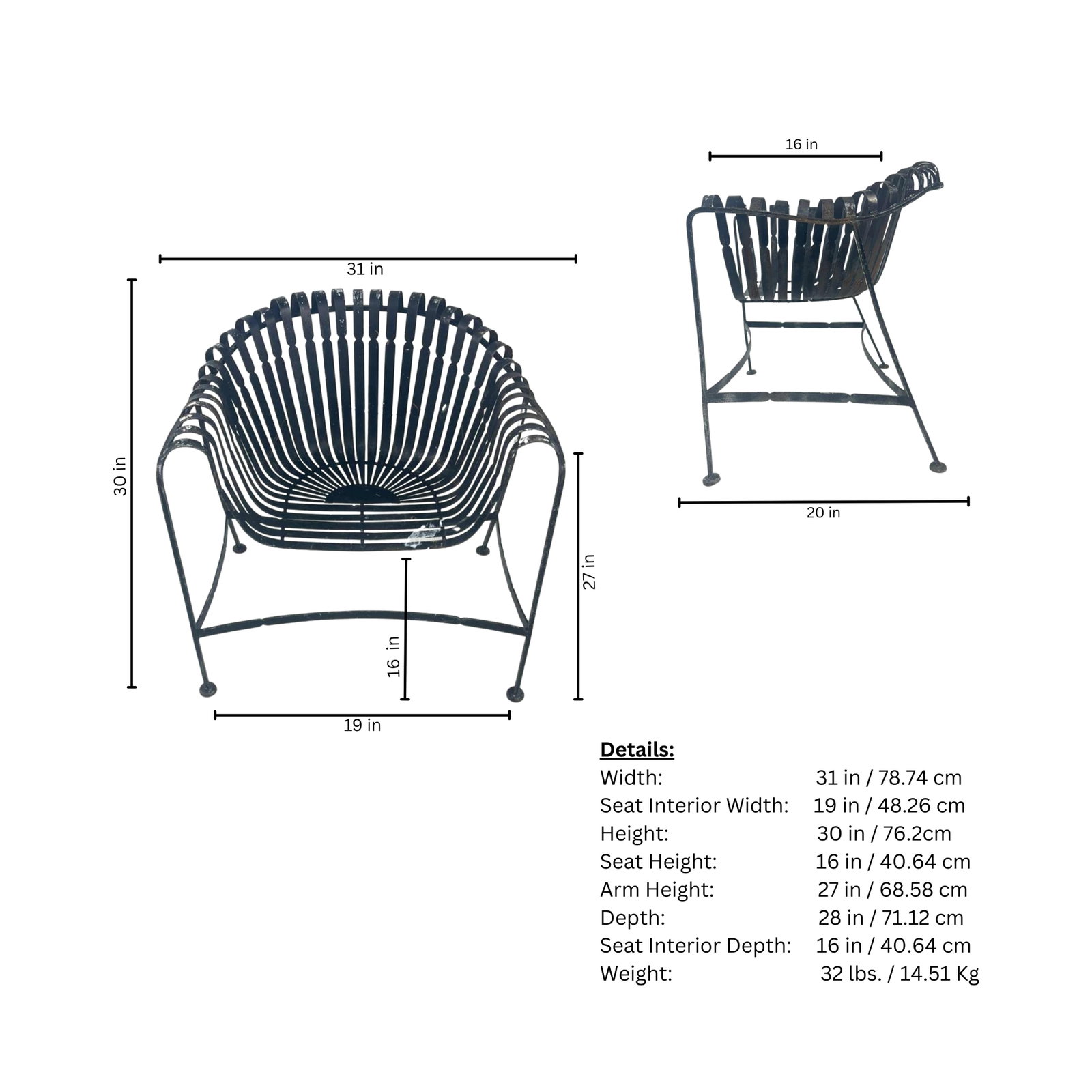 1950s Wrought Iron Patio Chair - 8