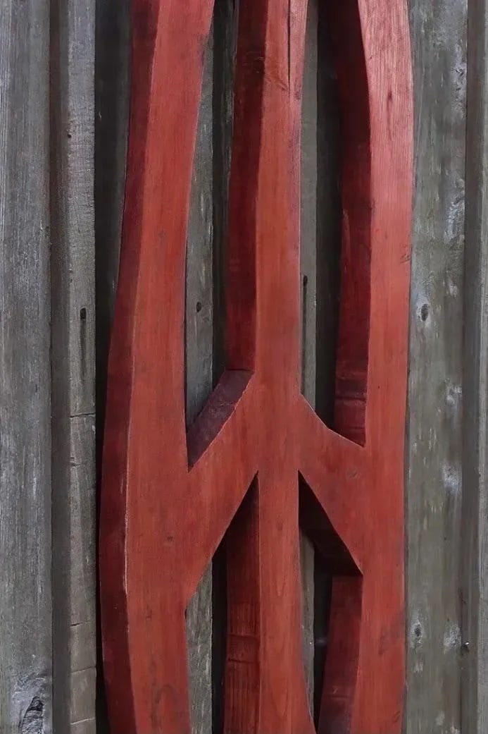 1990's Large Sculptural Handcrafted Wood Peace Sign - 3