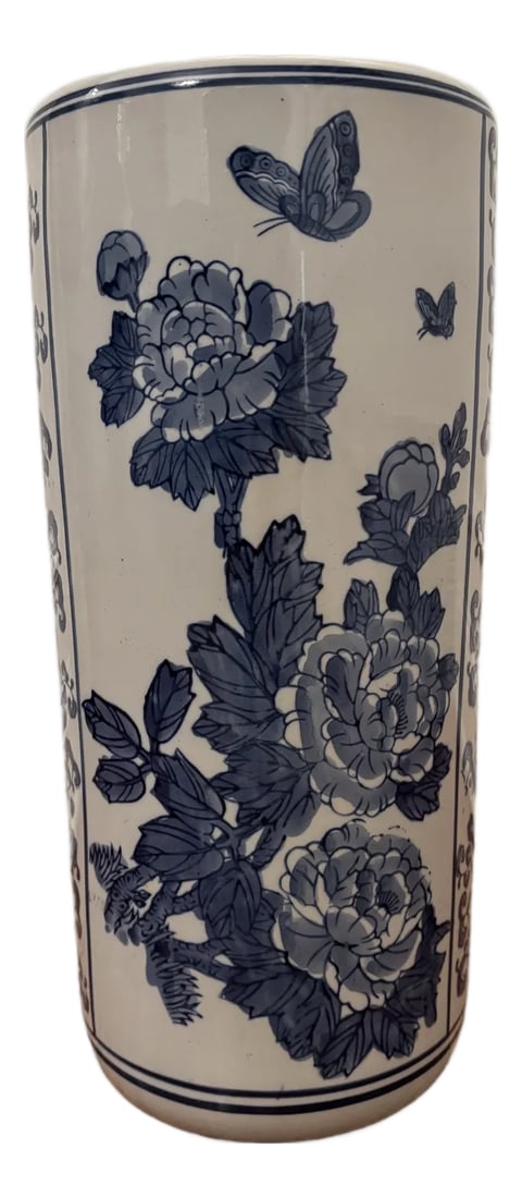 Blue & White Porcelain Umbrella Stand (1 of 3)