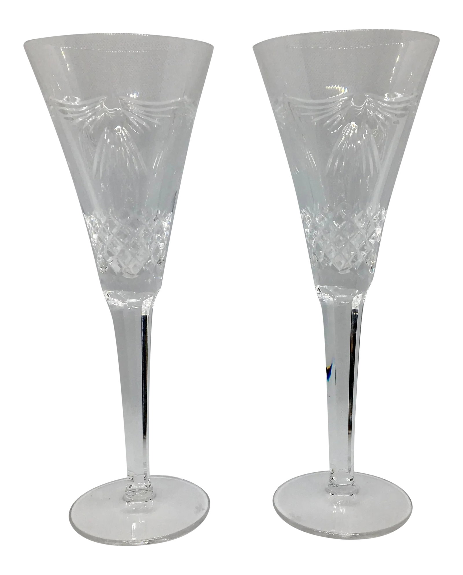 Waterford Millennium Collection Peace Toasting Flutes - A Pair: This lovely set of Waterford Crystal is a perfect Wedding or Anniversary gift! Included are are a stunning pair of Special Edition Millennium Peace Toasting Flutes, #5 of the collection. Designed to