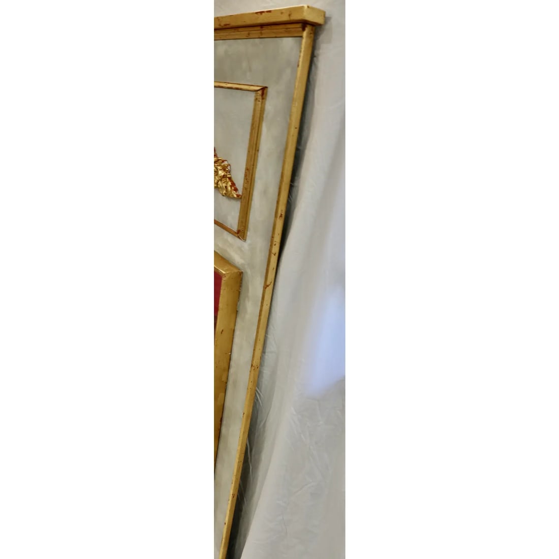 French Trumeau Mirror With Giltwood Carved Gold Leaf Shell and Leaf Swags Pediment - 3