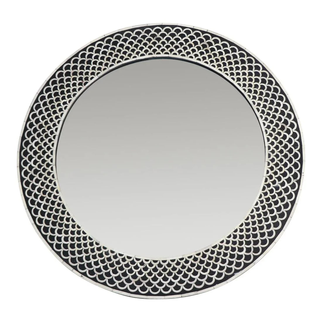 Rita Black Round Bone Inlay Mirror - 2