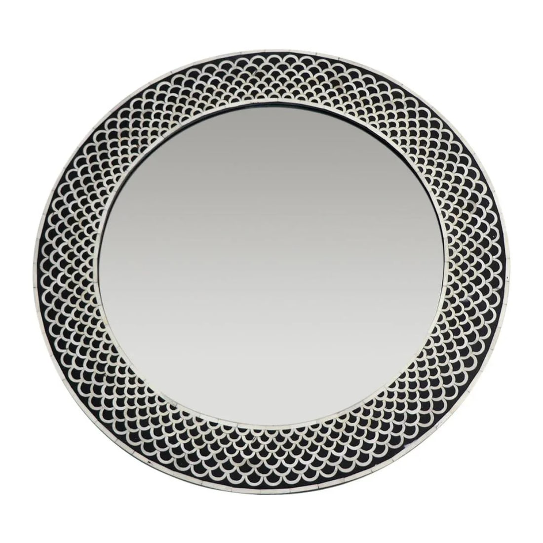 Rita Black Round Bone Inlay Mirror - 3