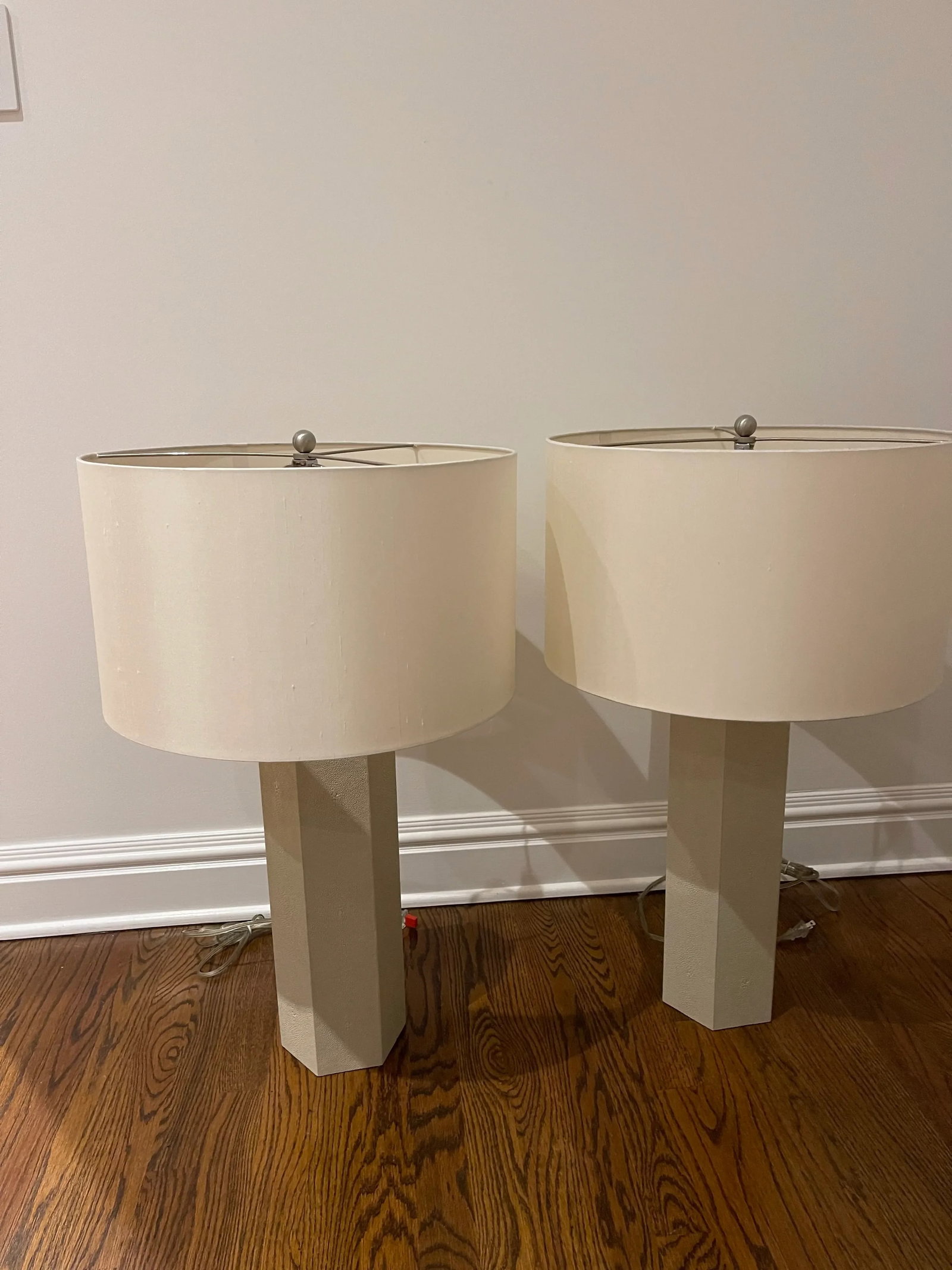 Oyster Grey Hexagonal Faux Shagreen Table Lamps - a Pair - 2