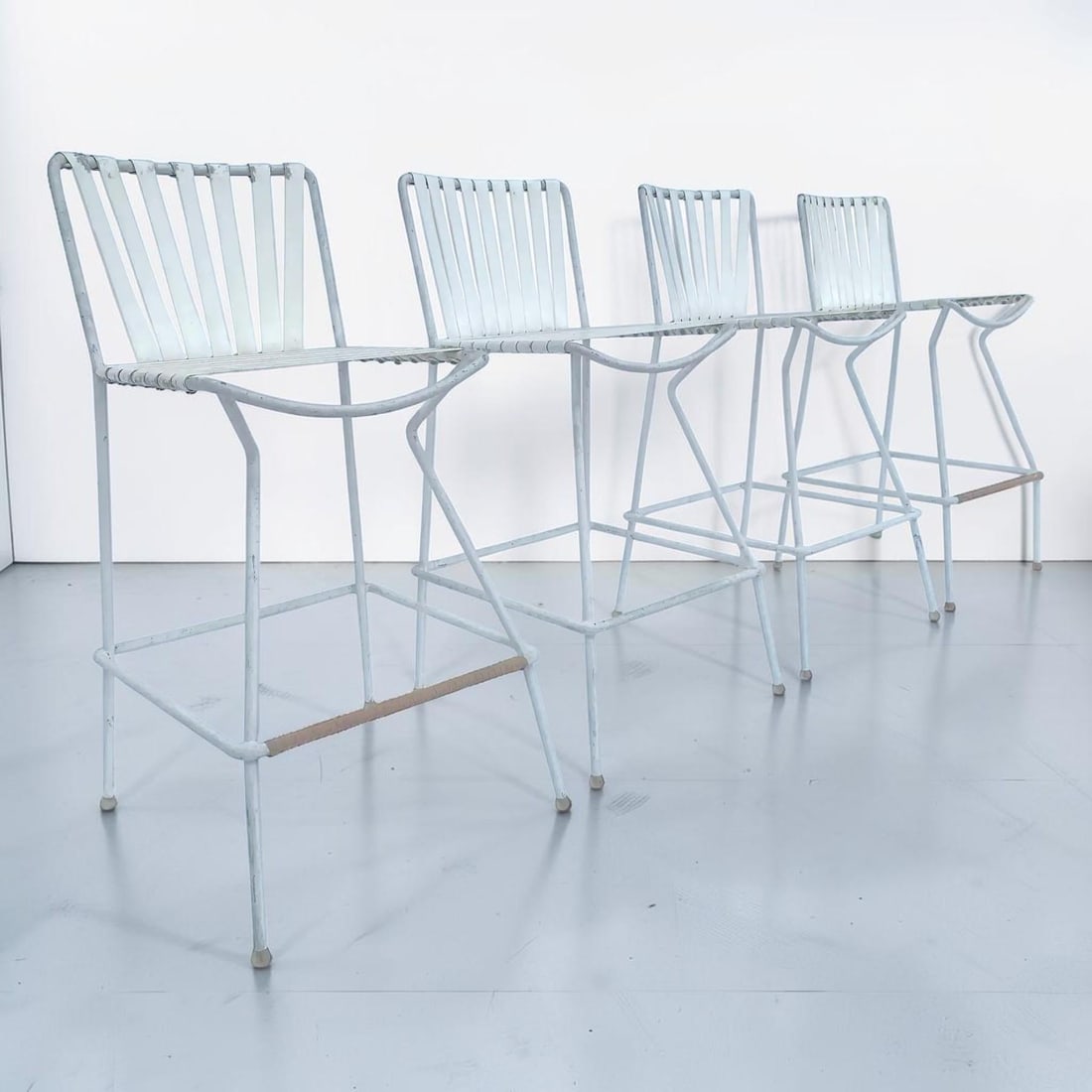 1960s Mid-Century Modern Wrought Iron Patio Barstools - Set of 4 - 4