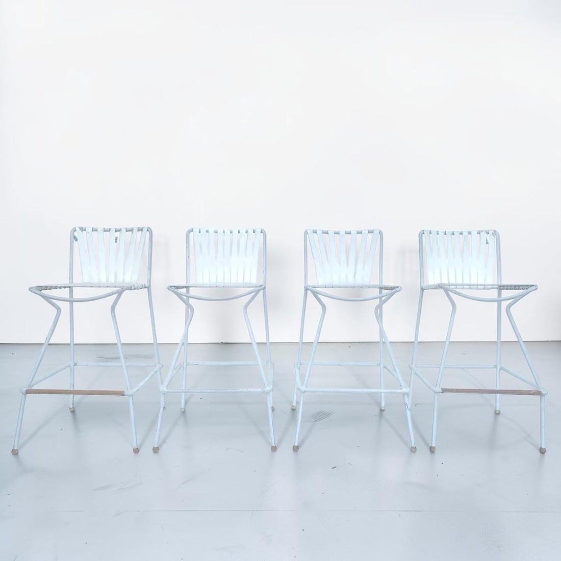 1960s Mid-Century Modern Wrought Iron Patio Barstools - Set of 4 - 6