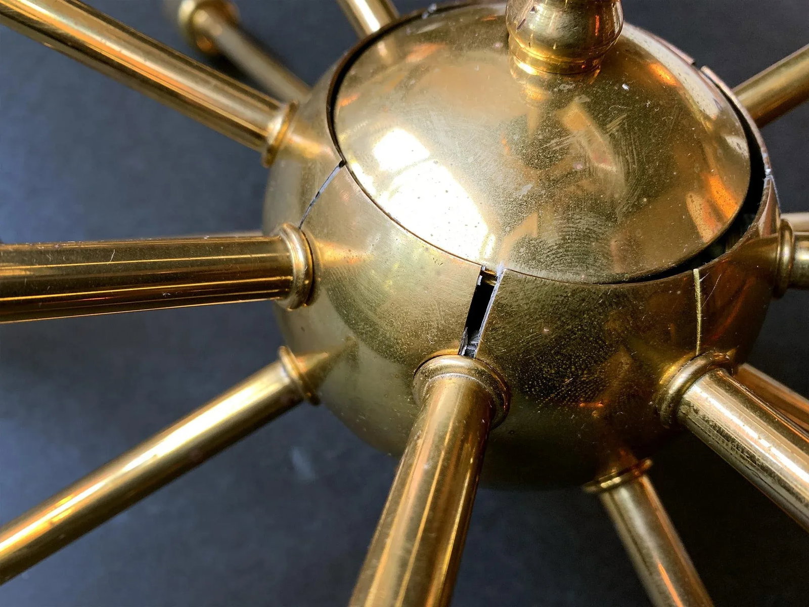 Midcentury Brass Sputnik Chandelier - 8