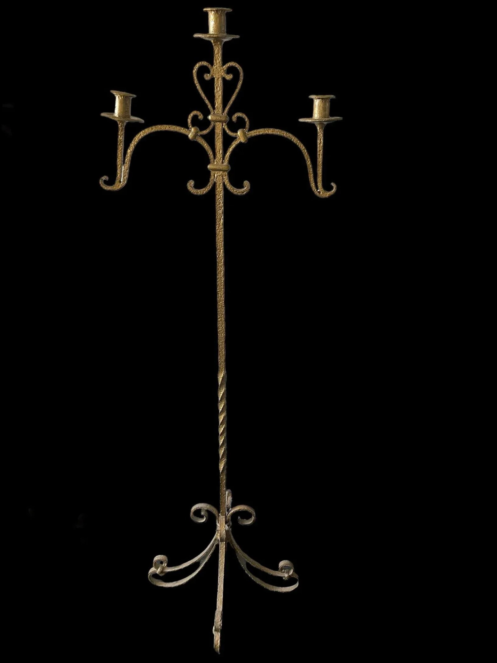 Antique Neo Classical Gold Gilt Wrought Iron Floor Candelabras- a Pair - 3