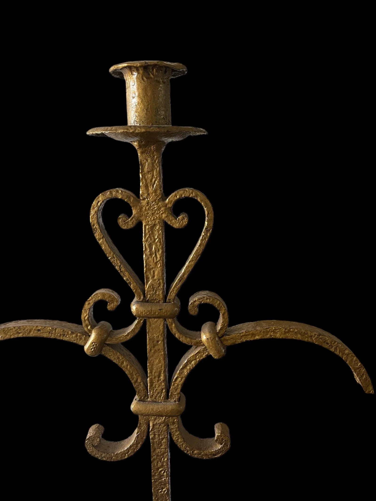 Antique Neo Classical Gold Gilt Wrought Iron Floor Candelabras- a Pair - 5