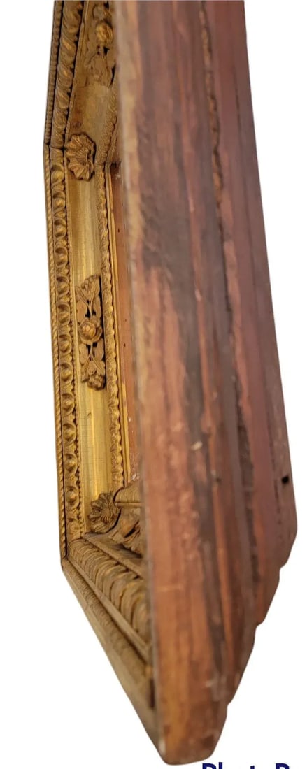 Antique Russian 24k Plt Wooden Frame - 4