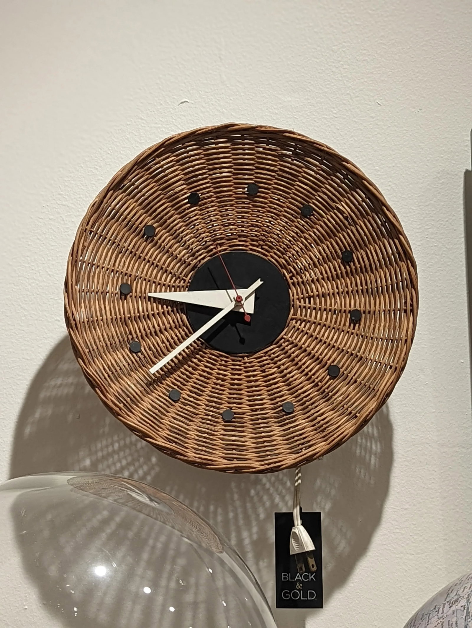 George Nelson Rattan Clock - Mid-Century Modern Design | Vintage Wall Clock - 3