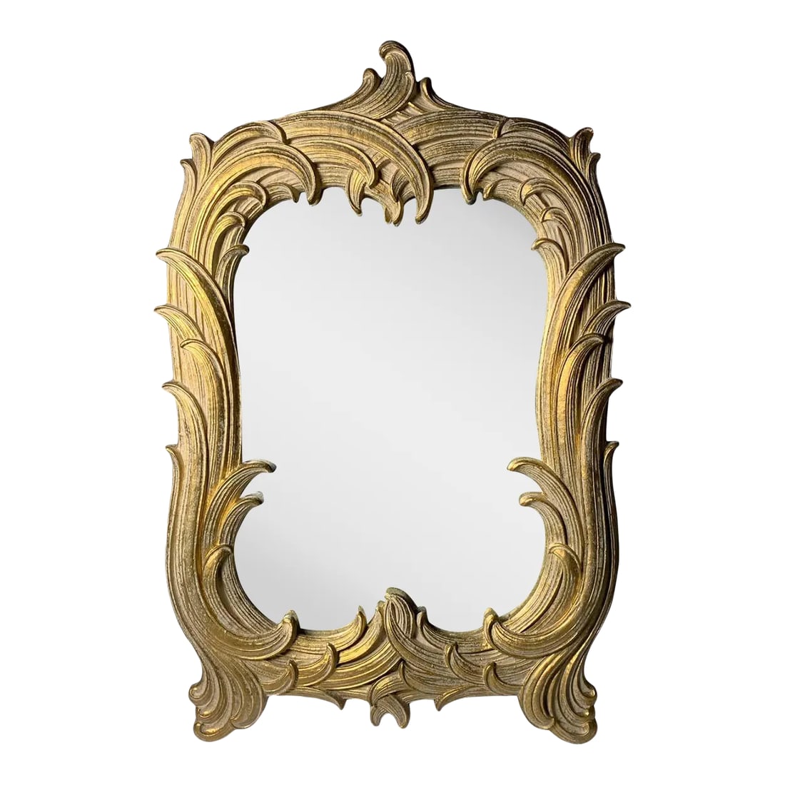 Hollywood Regency Vintage Table Top Vanity Mirror by Syroco: Hollywood Regency Vintage Table Top Mirror with easel back. Style of Serge Roche and Dorothy Draper Can also be modified to hang on the wall. Condition: Alterations: Unknown Imperfections: Some Imperf